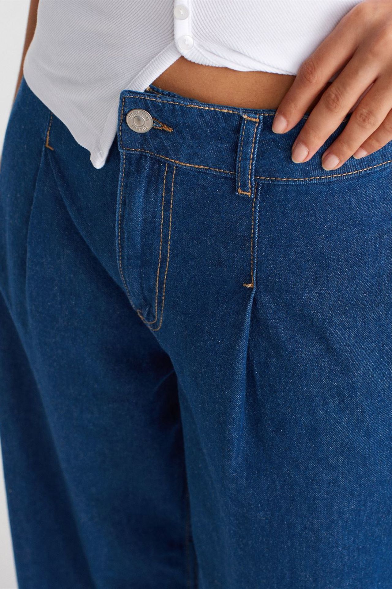 DILVIN High-Waist Wide-Leg Cotton Denim Jeans
