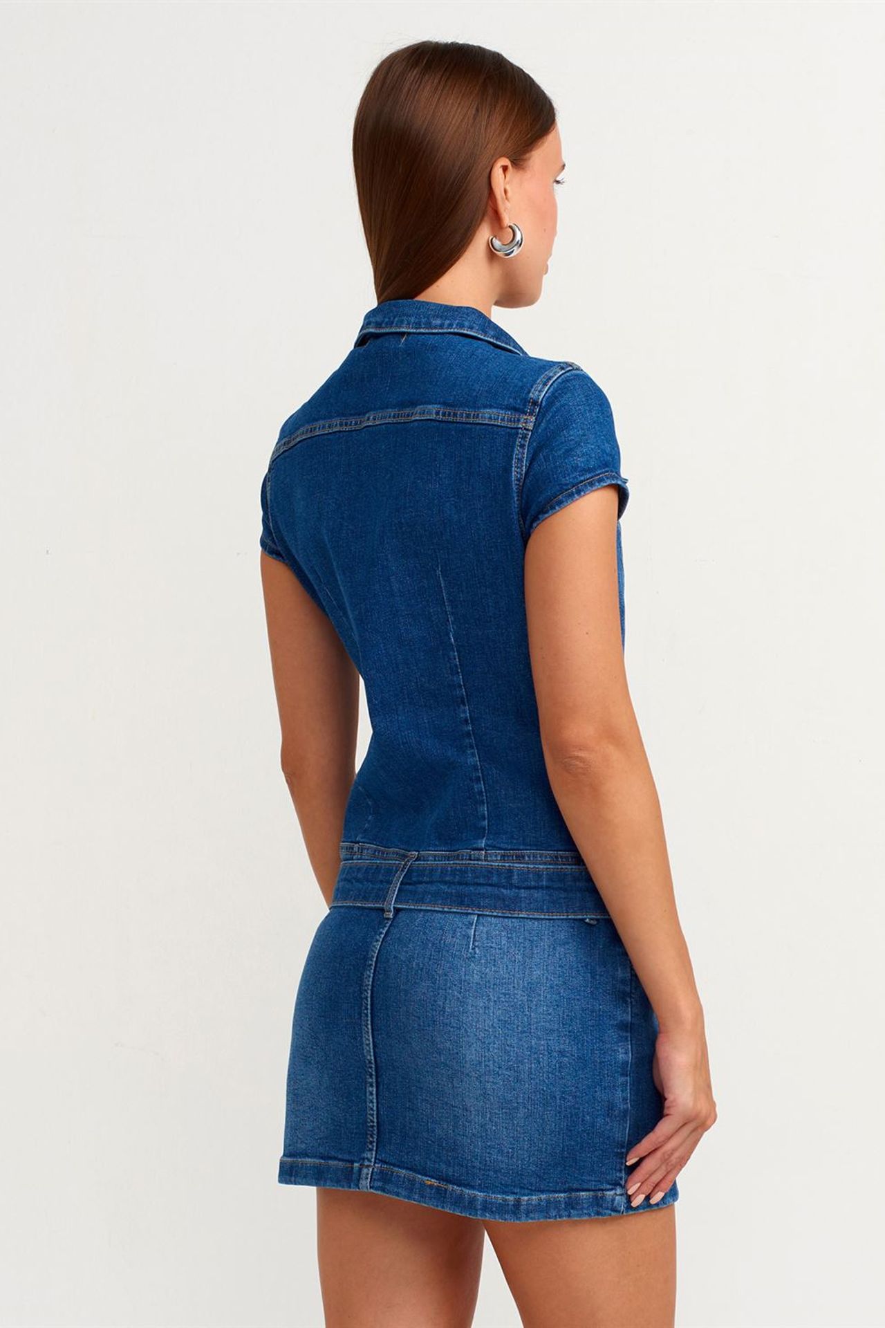 DILVIN Kemerli Denim Mini Elbise 2