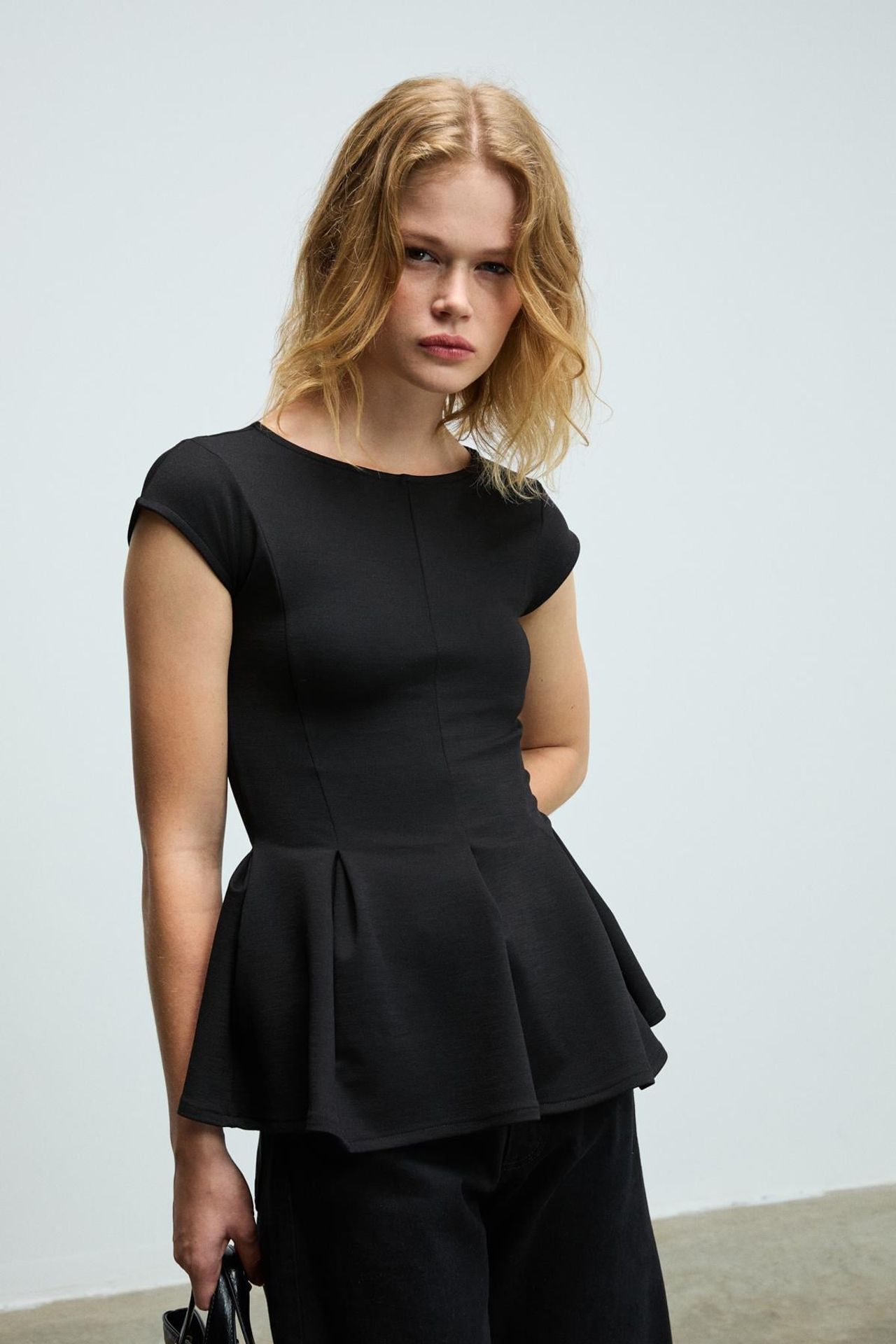 GRIMELANGE Fitted Peplum Button Blouse 2