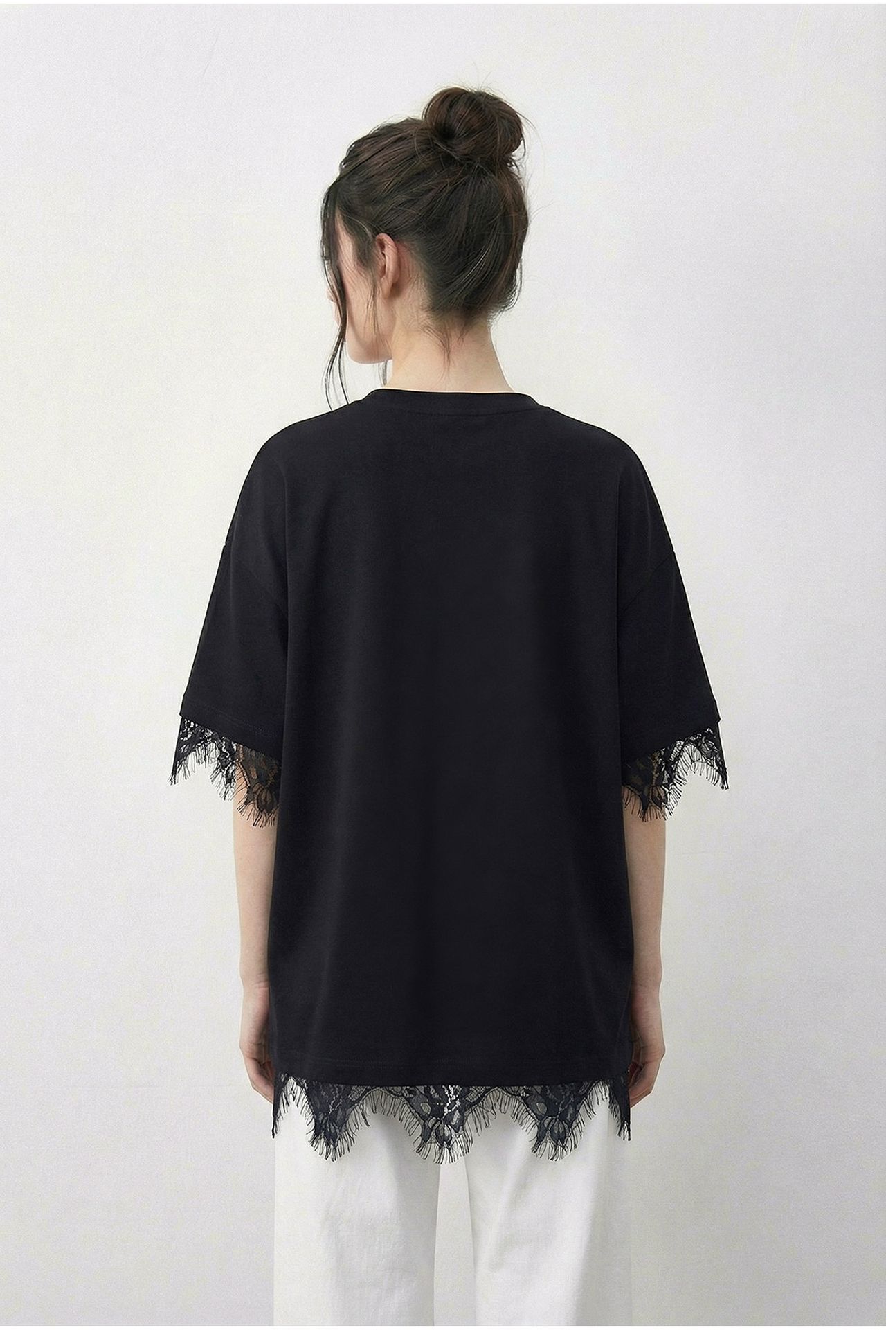 LUCCI Kadın Oversize Bisiklet Yaka Tişört 4