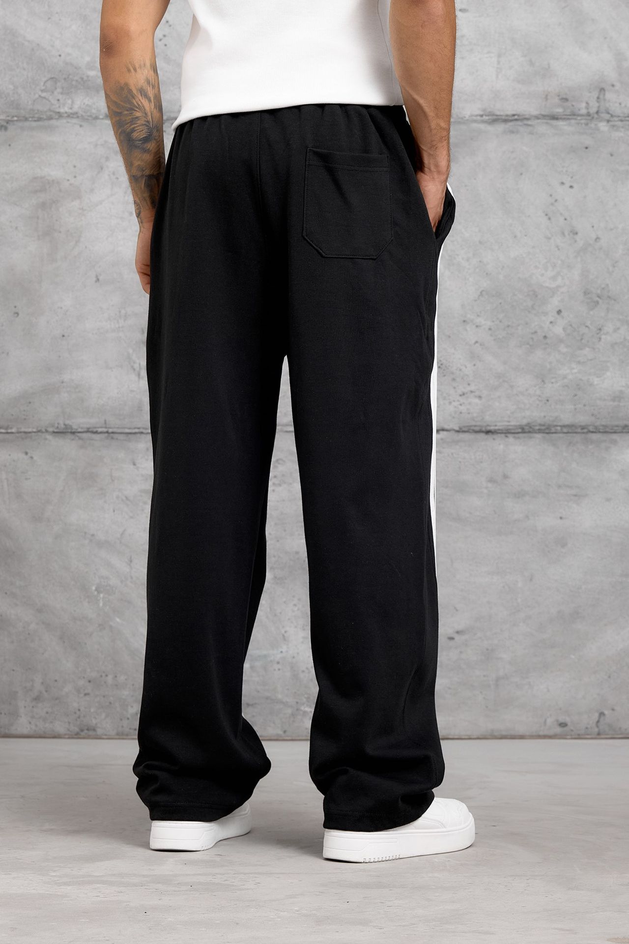 NOMARC Çizgili Geniş Paça Büzme İpli Jogger Pantolon 4