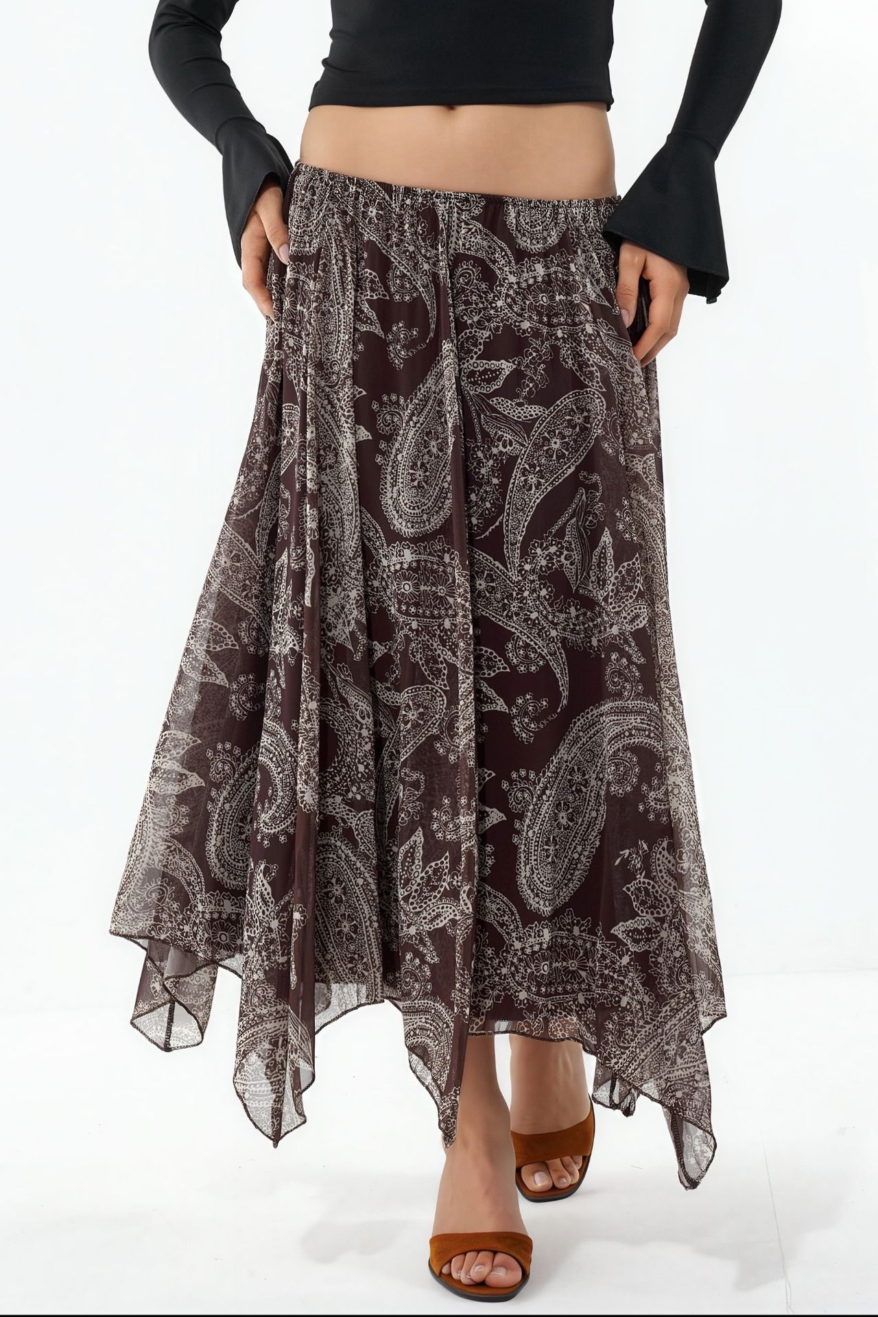 BDART High Waist A-Line Midi Skirt in Paisley Print 1