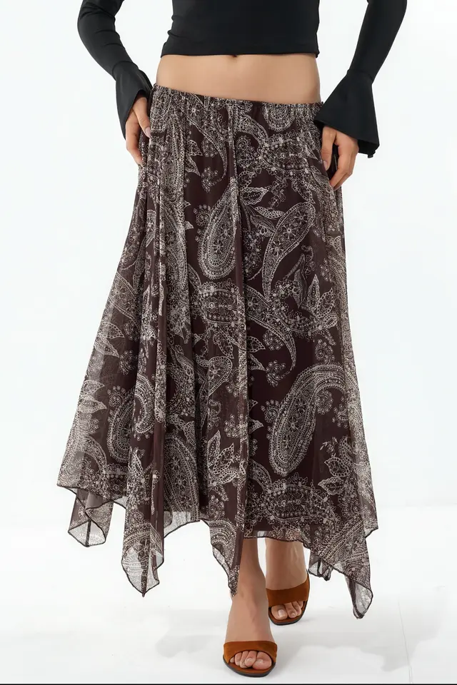 BDART High Waist A-Line Midi Skirt in Paisley Print