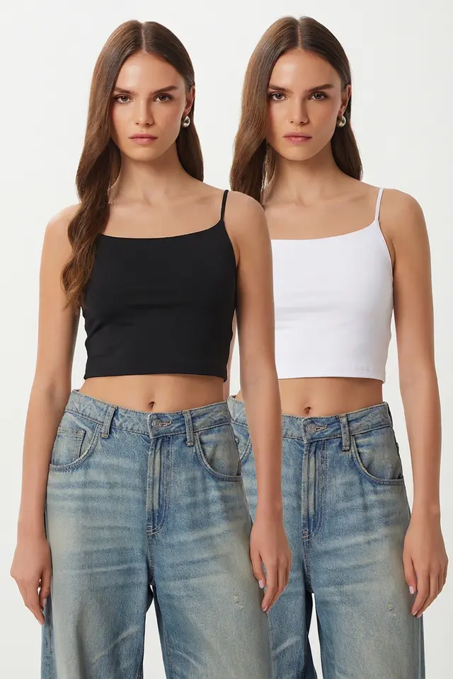 ISTANBUL Slim Fit Square Neck Crop Top