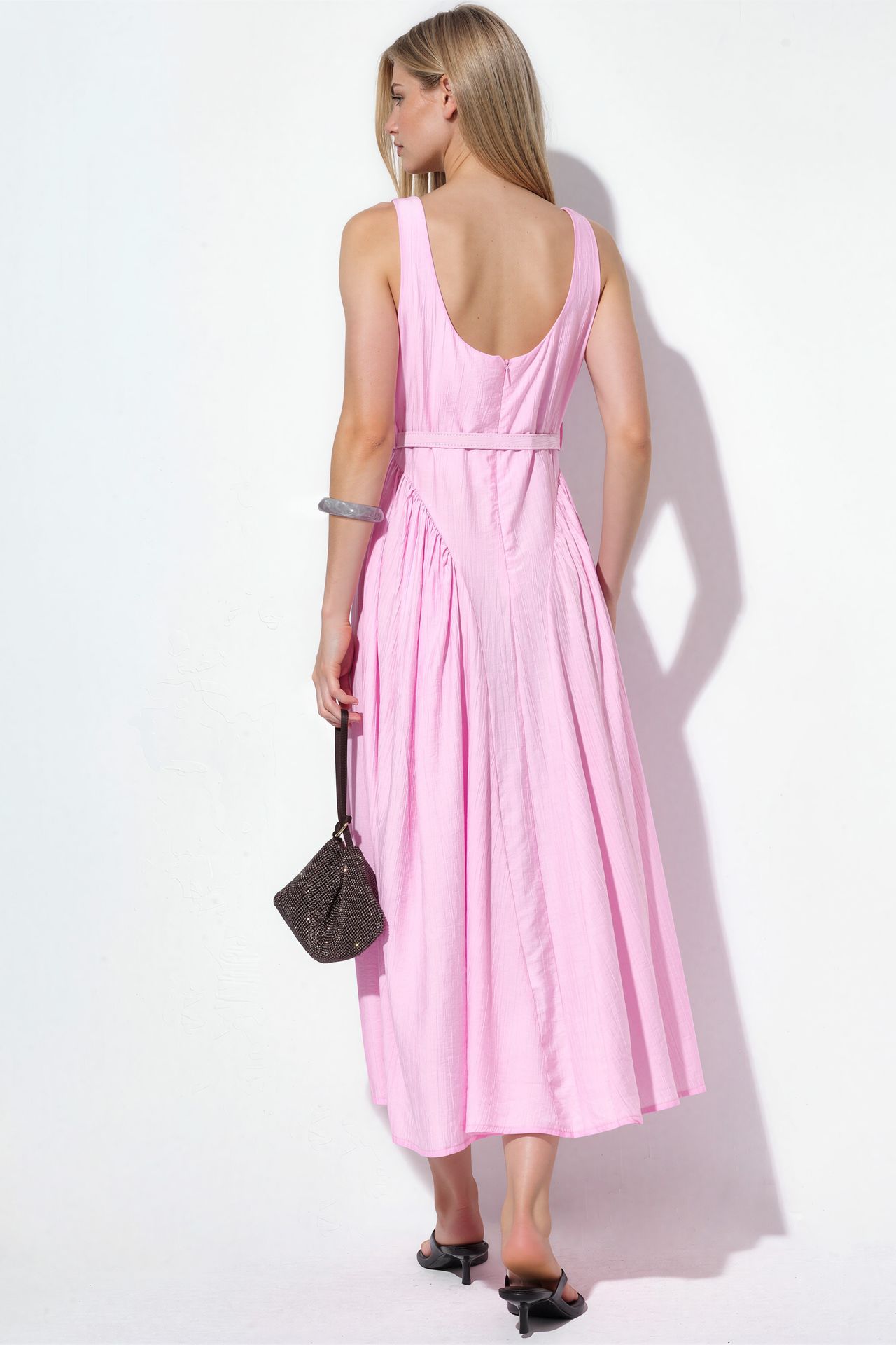 BUSEM Square Collar Belted Midi Dress 3