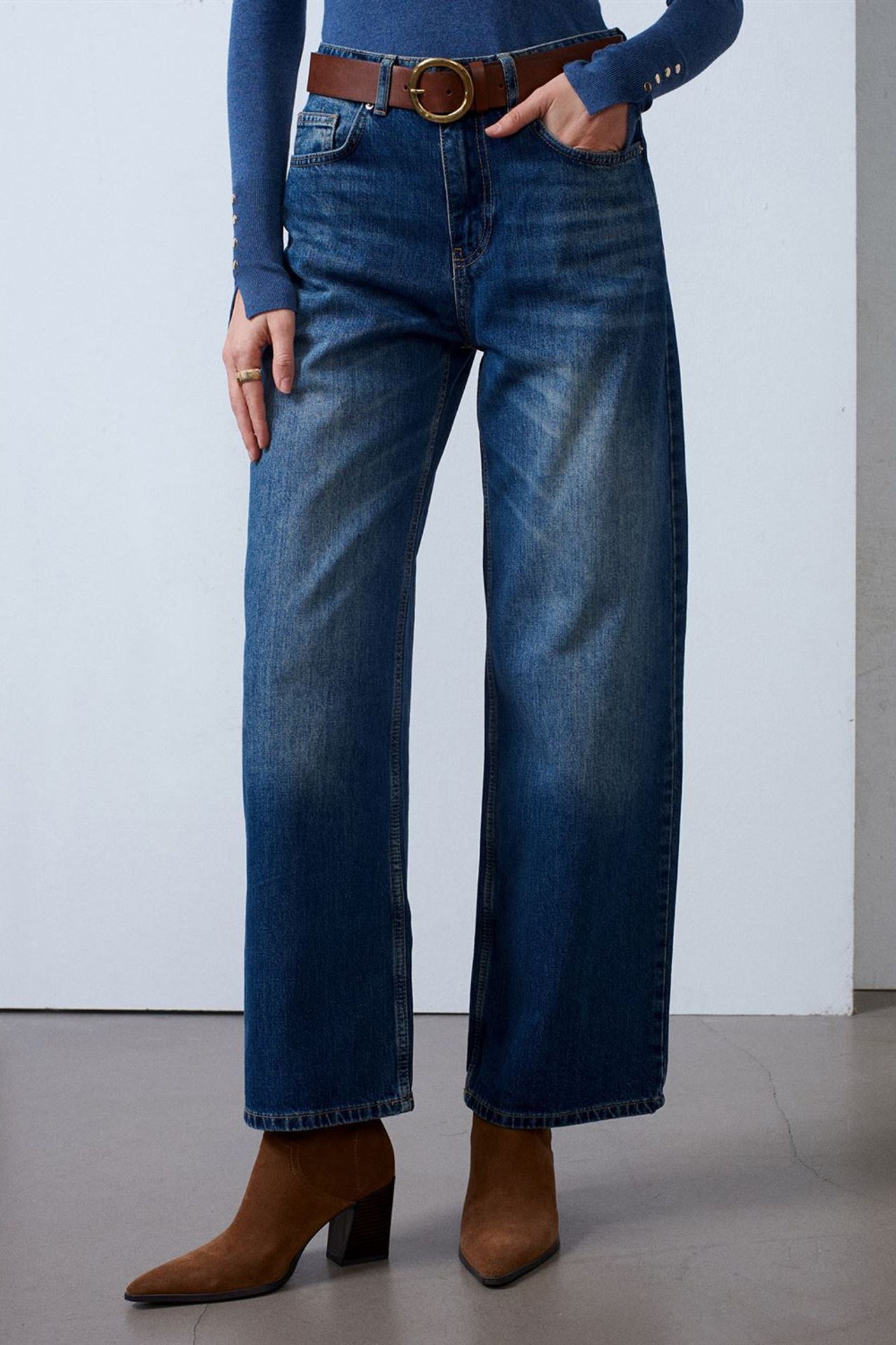 DILVIN High-Waist Wide-Leg Cotton Denim Jeans