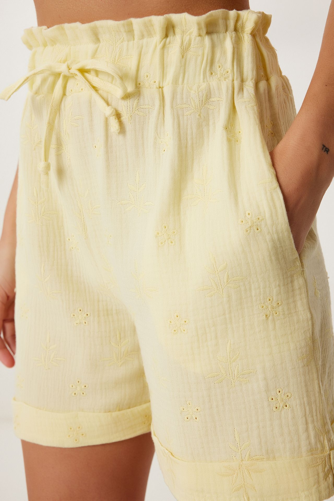 ISTANBUL High Waist Drawstring Mini Shorts with Binding Detail 4