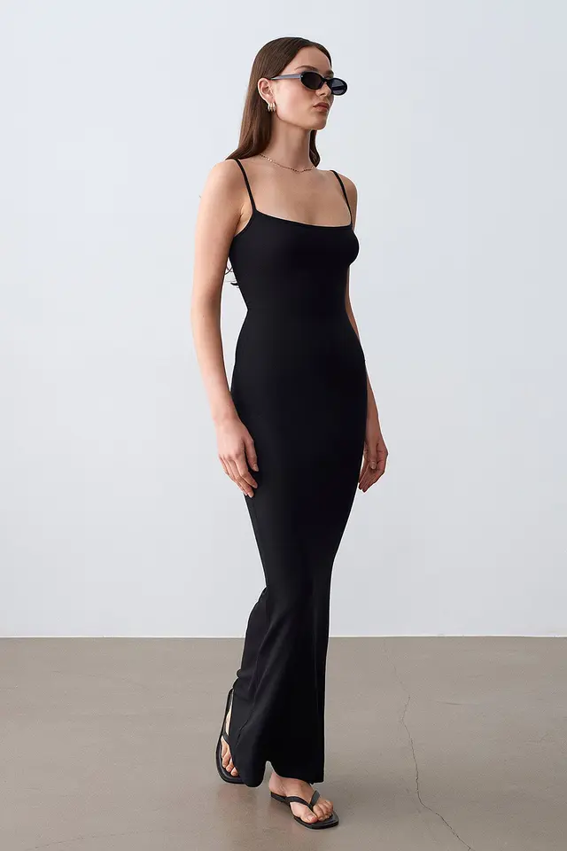 DILVIN Ribbed Bodycon Maxi Dress