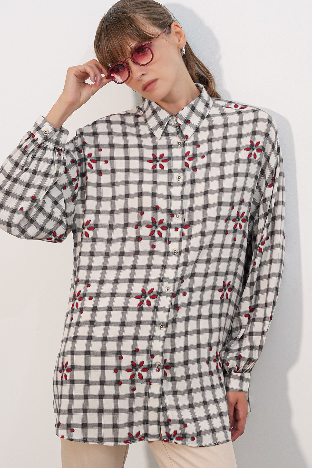 BDART Oversize Ekose Krep Gömlek 4