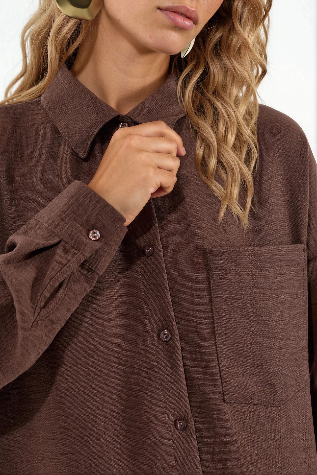 BDART Linen Blended Shirt with Button Closure