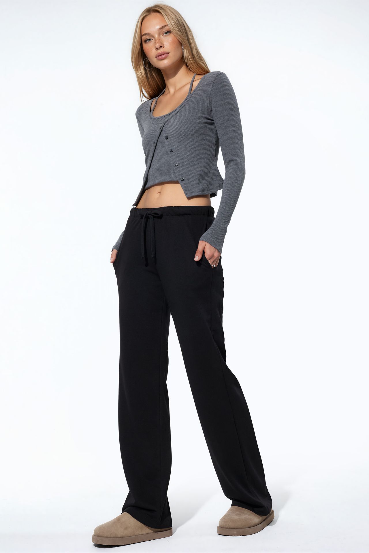 BUSEM Women's Elastic Waist Straight Leg Pants 2