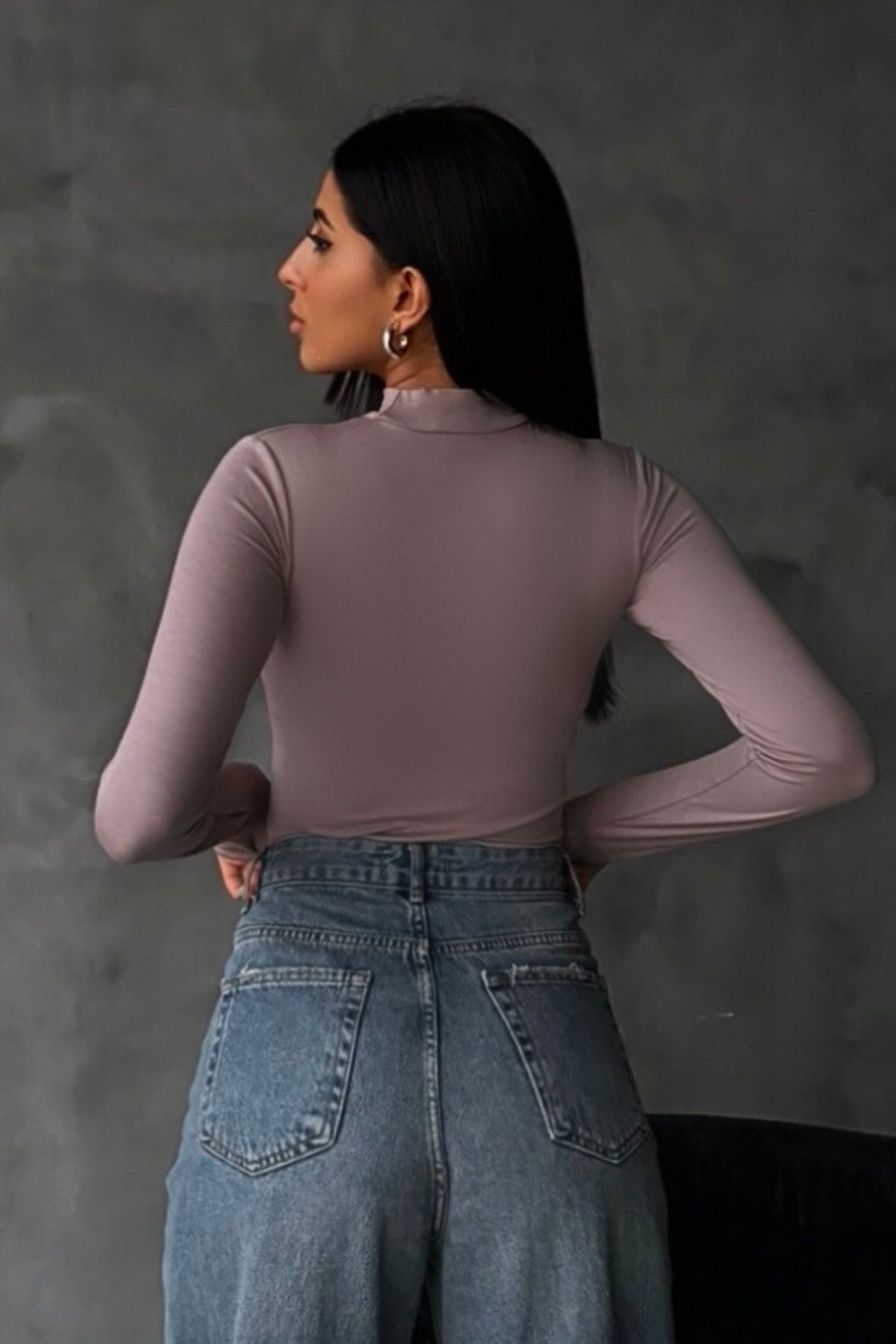 BIPANTOLON Kadın Dar Kalıp Yarım Balıkçı Yaka Body 4