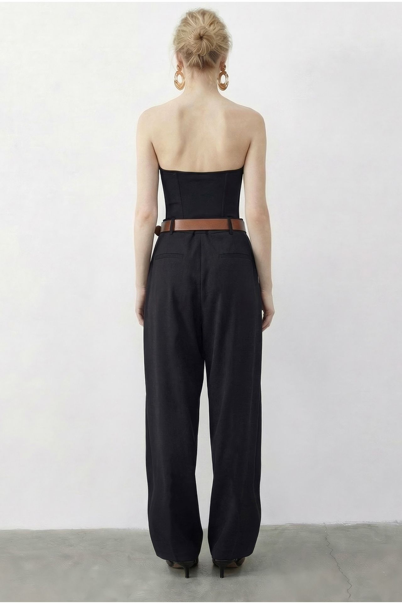 LUCCI High Waist Wide Leg Palazzo Pants with Belt 5