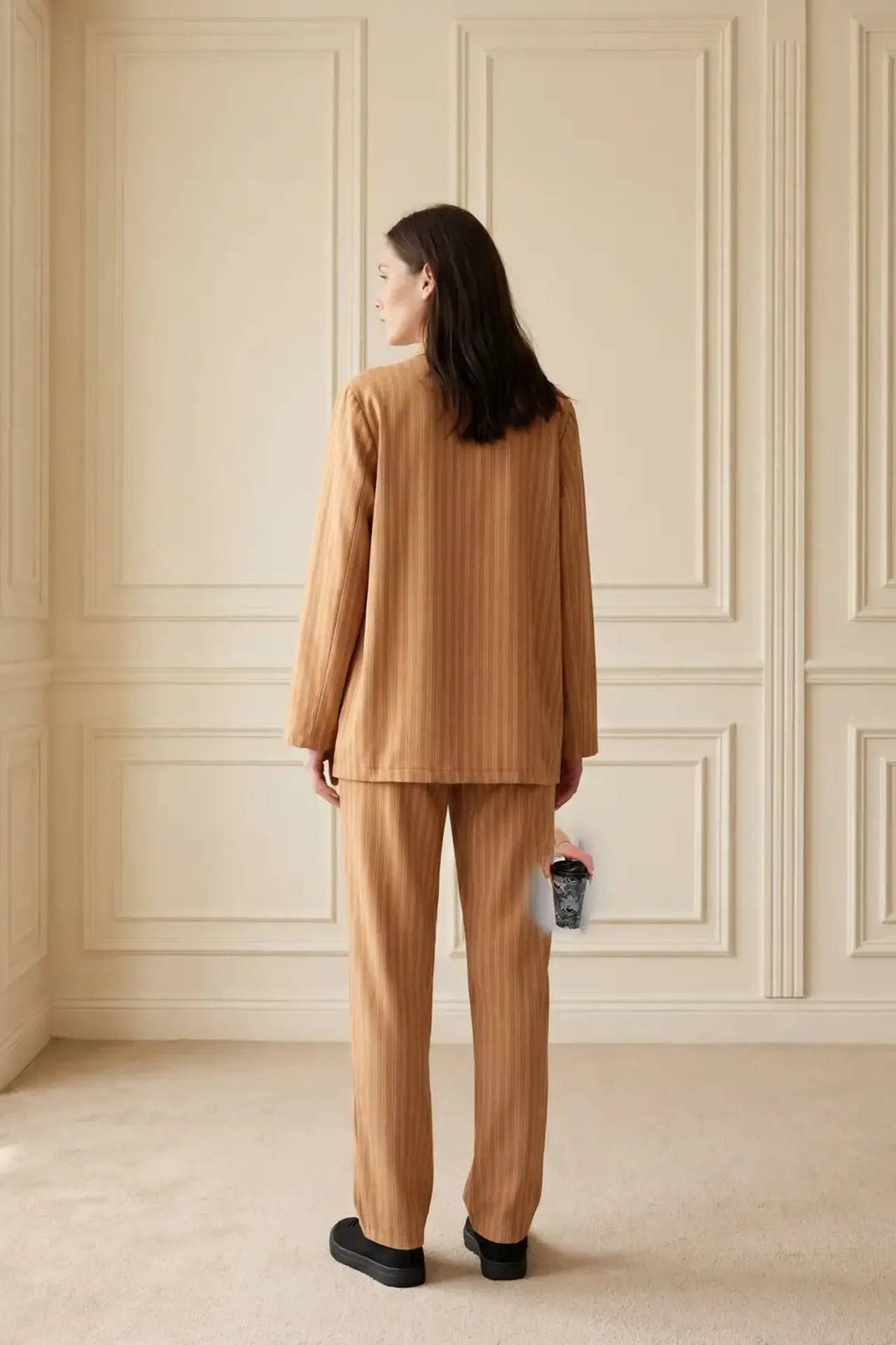 MY FASHION Striped Two-Piece Co-Ord Set with Open Collar 5