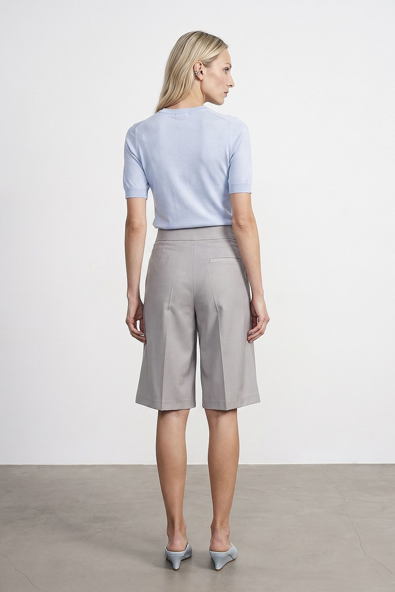 DILVIN High-Waist Wide-Leg Tailored Shorts With Belt 3