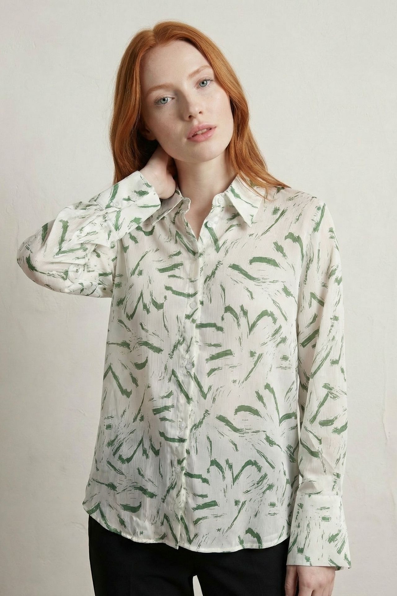 MY FASHION Abstract Print Button-Up Shirt 6
