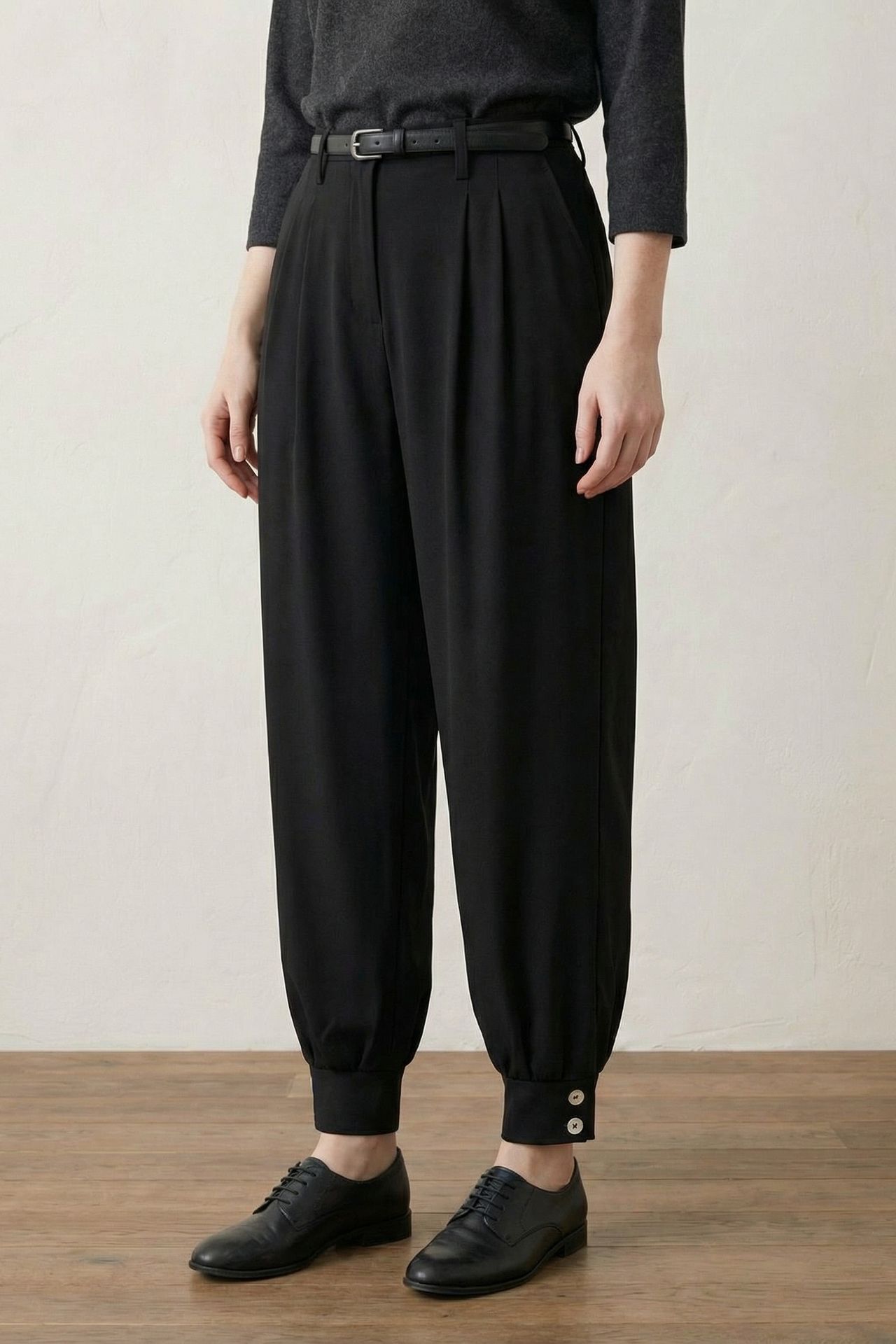 MY FASHION Belted Buttoned Leg Tailored Trousers 4