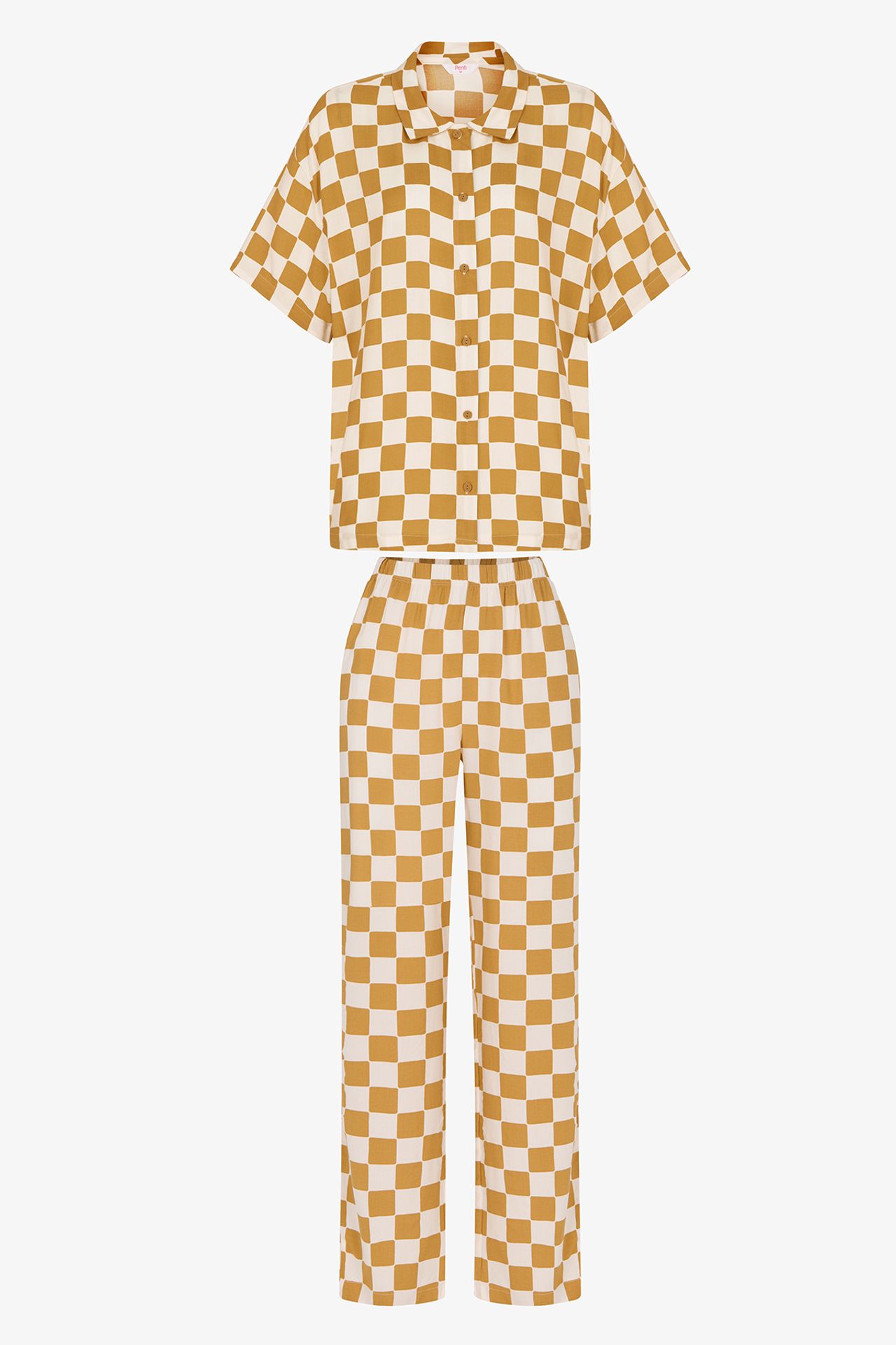 PENTI Hannah Dama Pattern Short Sleeve Shirt And Trousers Pajama Set 5