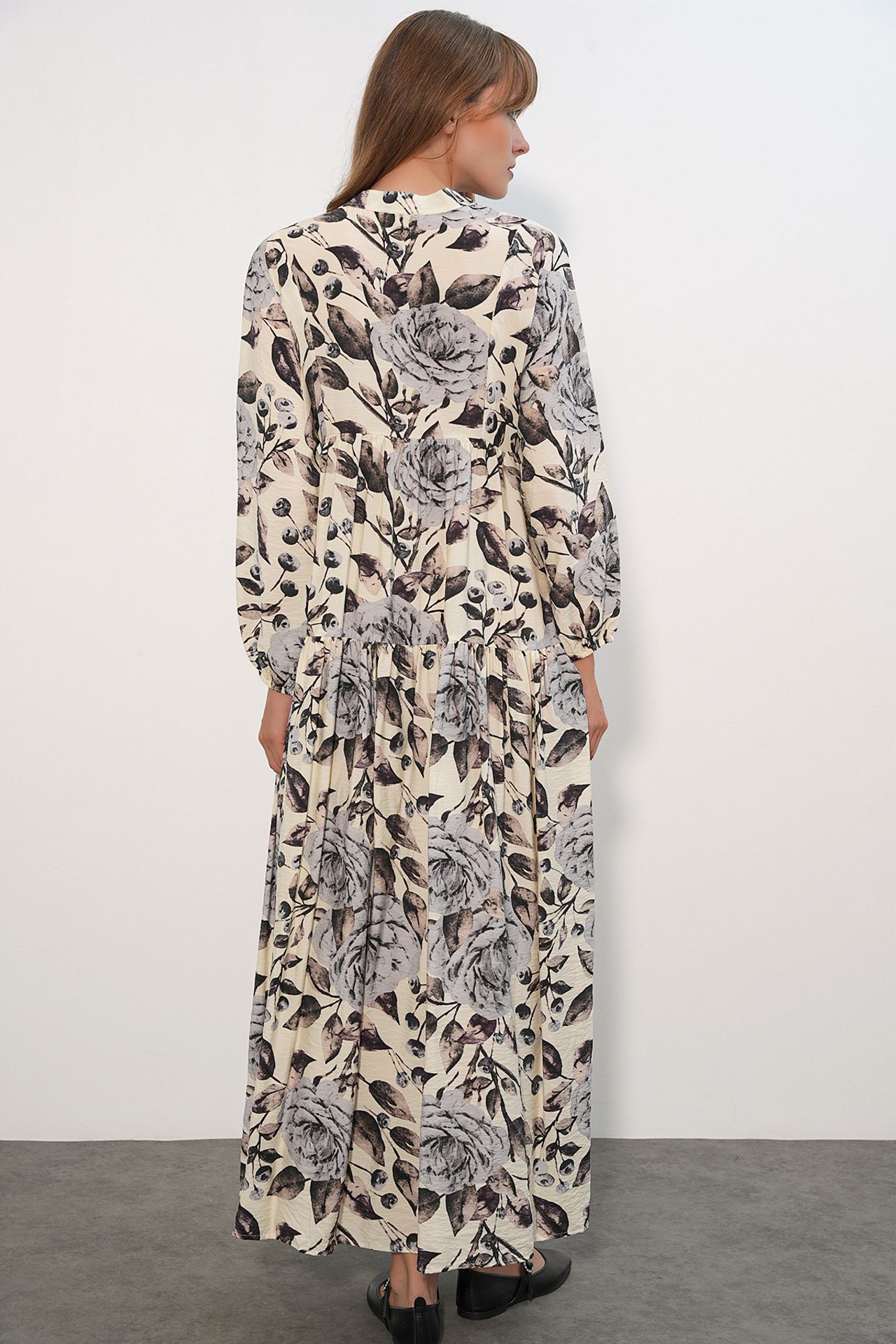 BDART Floral Maxi Dress With Mandarin Collar