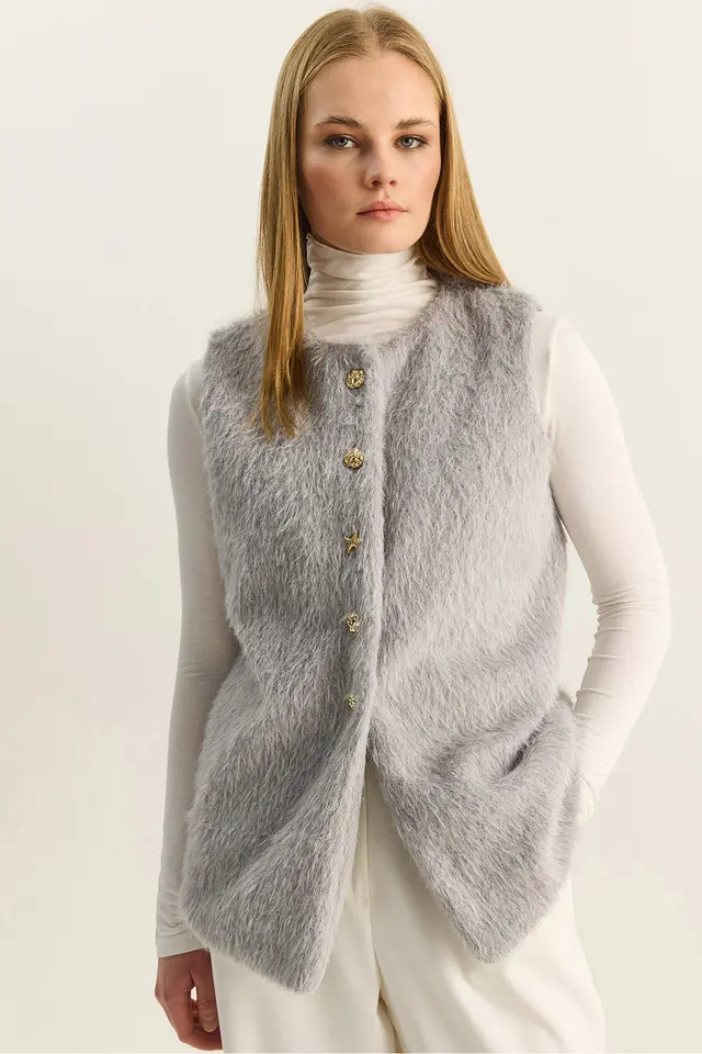LUCCI Plush Waistcoat with Button Closure