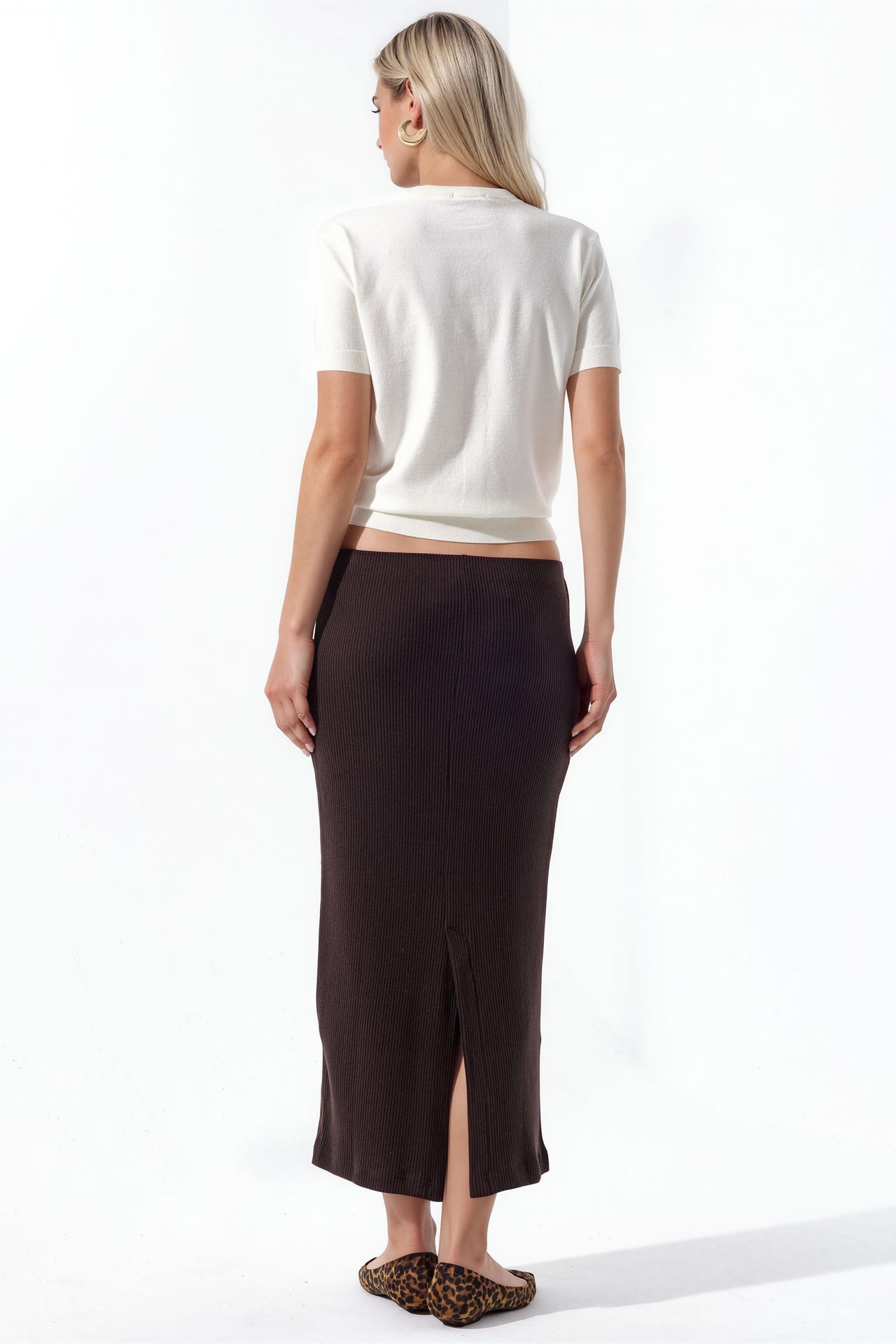 BUSEM Ribbed Elastic Midi Skirt 3