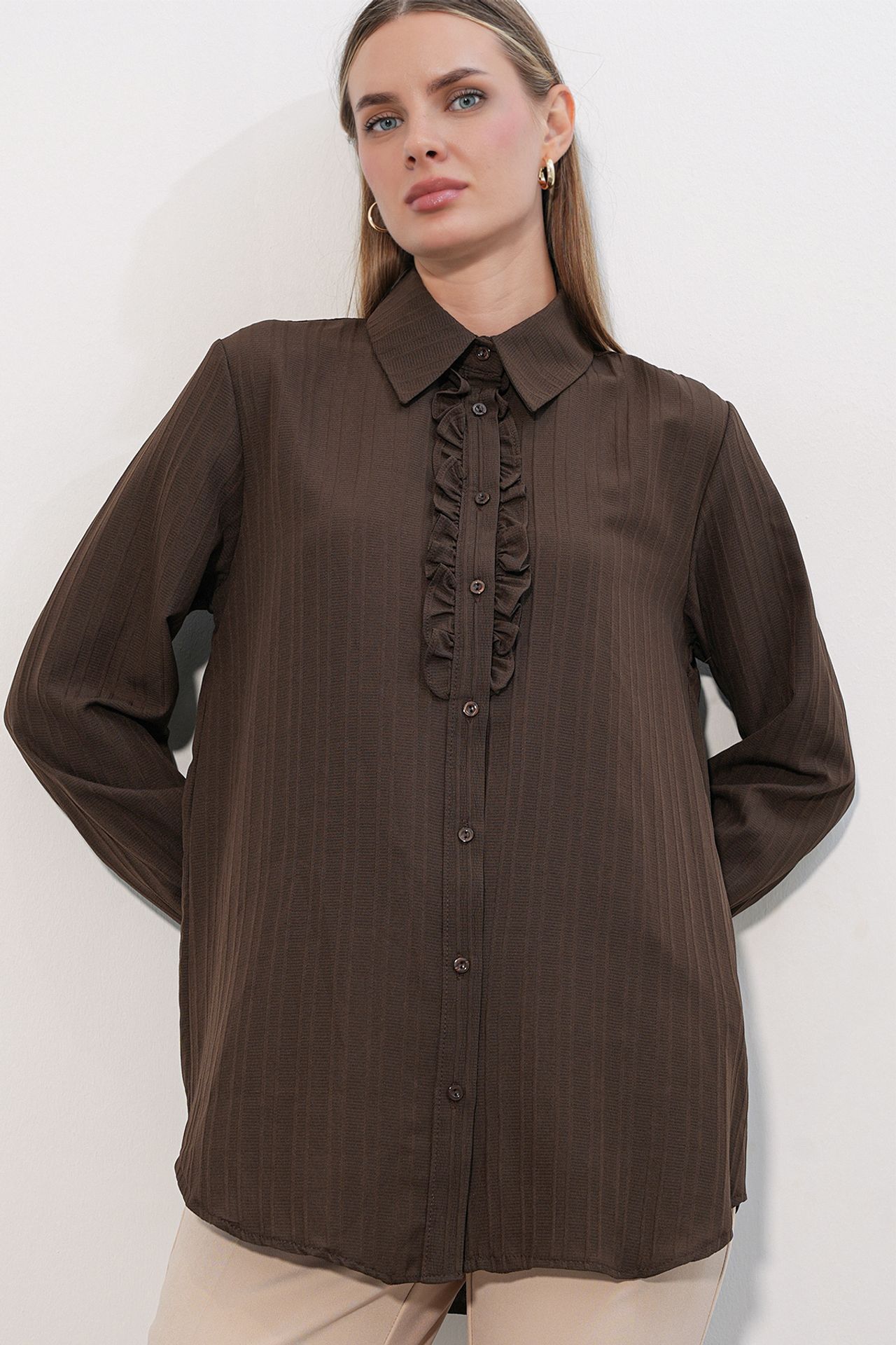 BDART Ruffle Detailed Textured Shirt 1