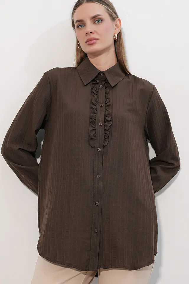 BDART Ruffle Detailed Textured Shirt