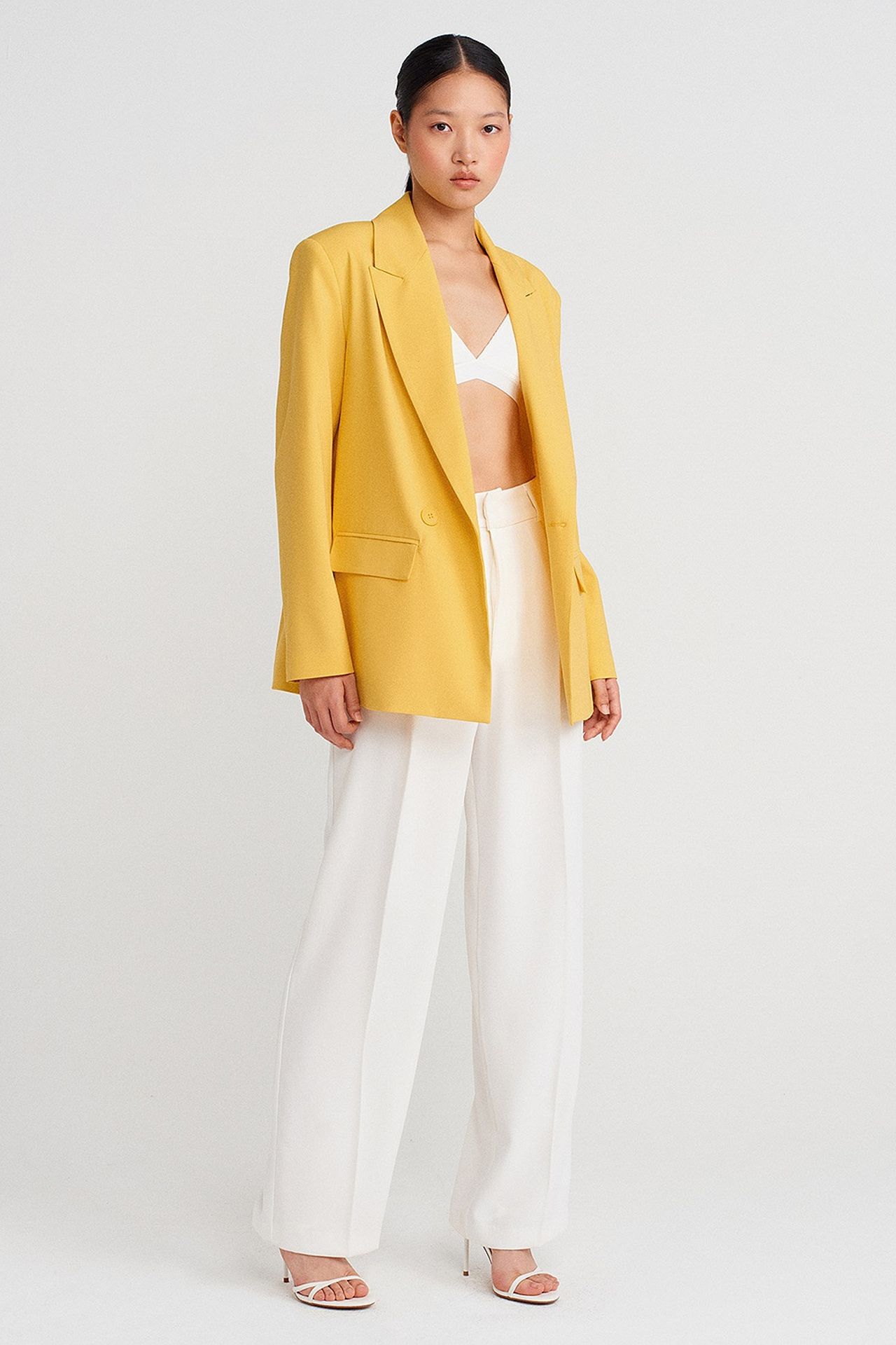 DILVIN Oversized Long Crepe Blazer Jacket 3