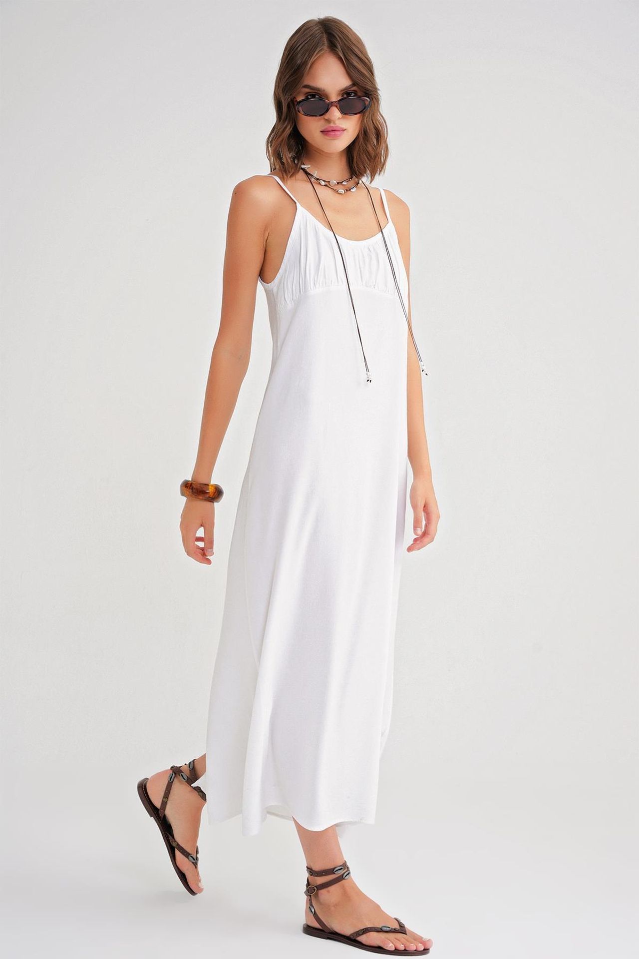 Mixray Strappy Maxi Dress with Gathered Detail 4
