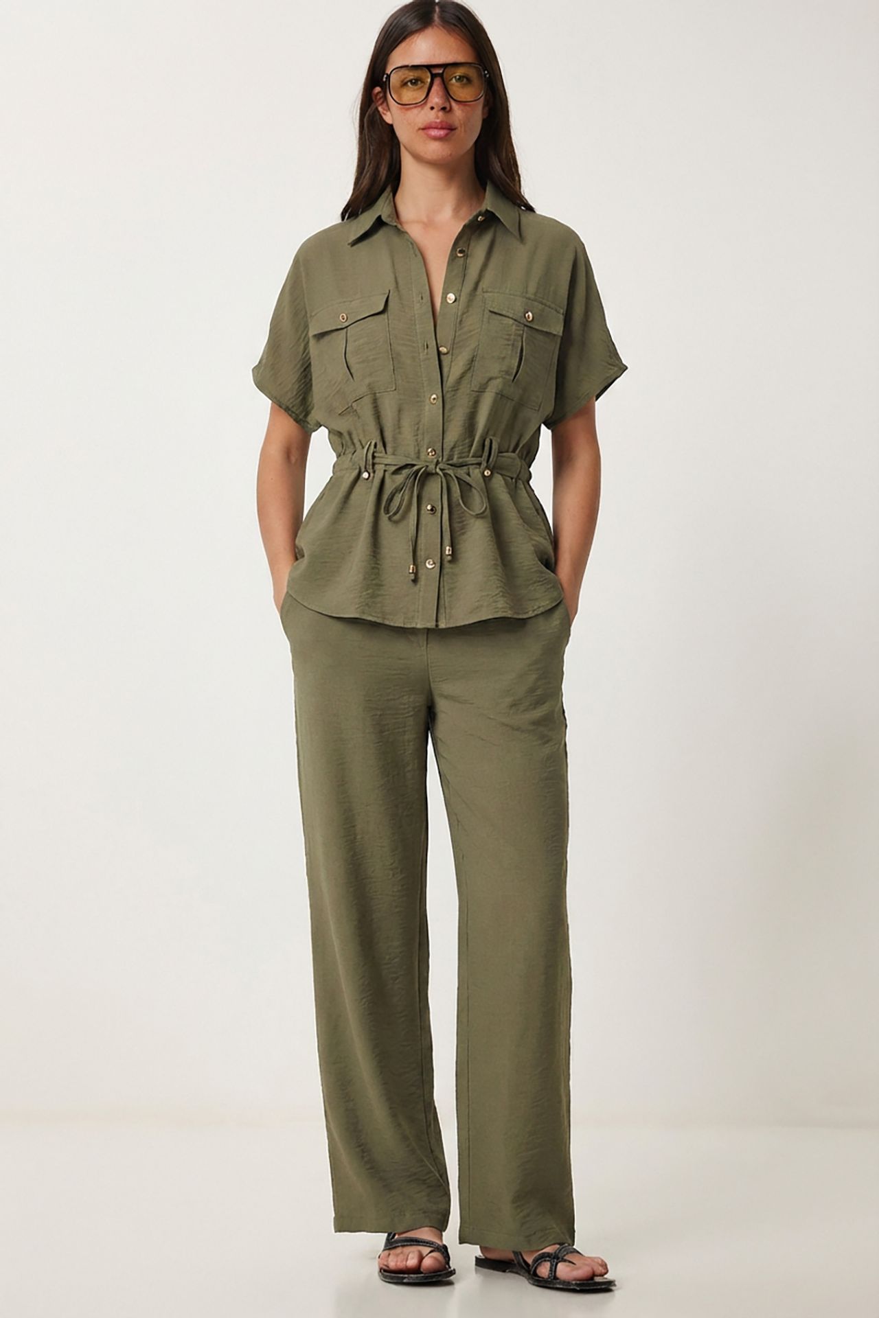 ISTANBUL Belted Long Wide Leg Co-Ord Set 2
