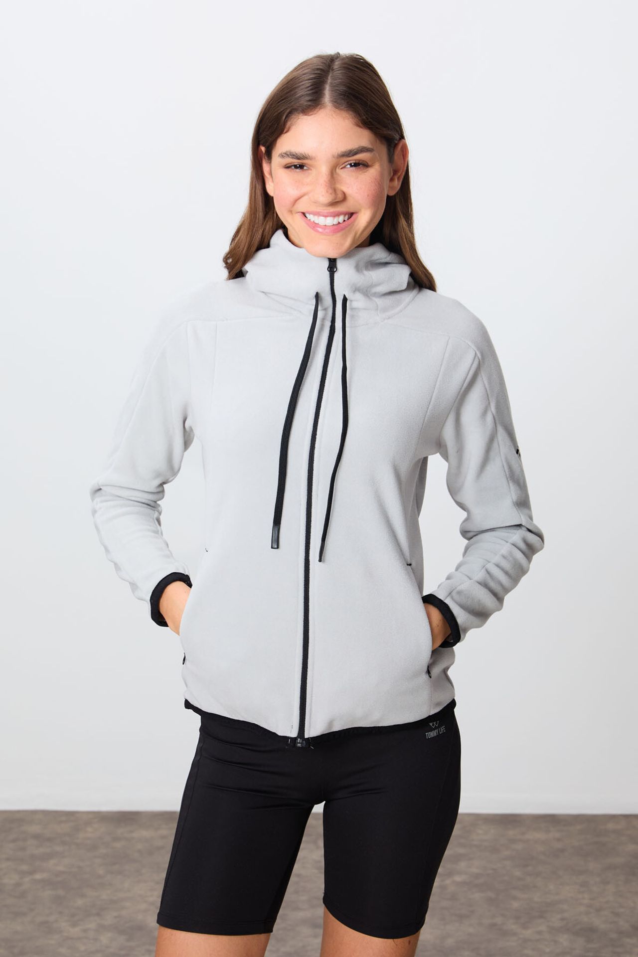 TOMMY Women's Plush Zip-up Hooded Sweatshirt 6