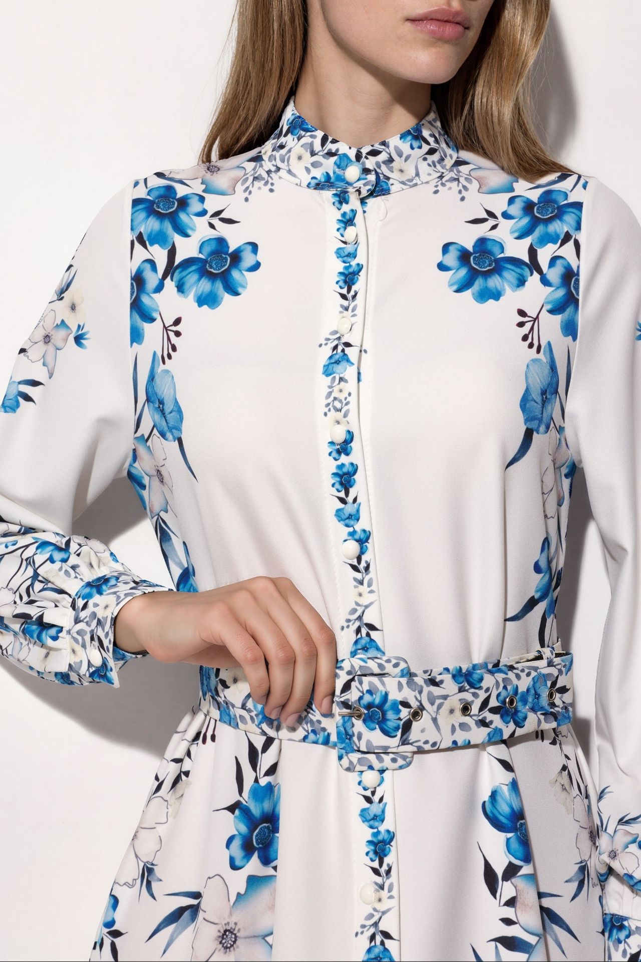 MSN Floral Belted Maxi Shirt Dress 4