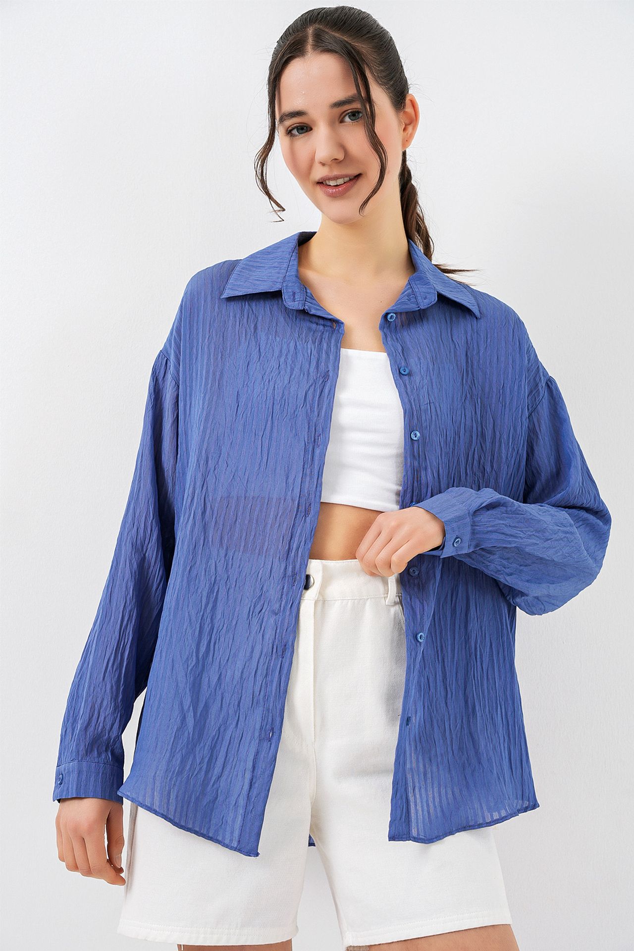 BDART Textured Long Sleeve Button-Up Shirt 1