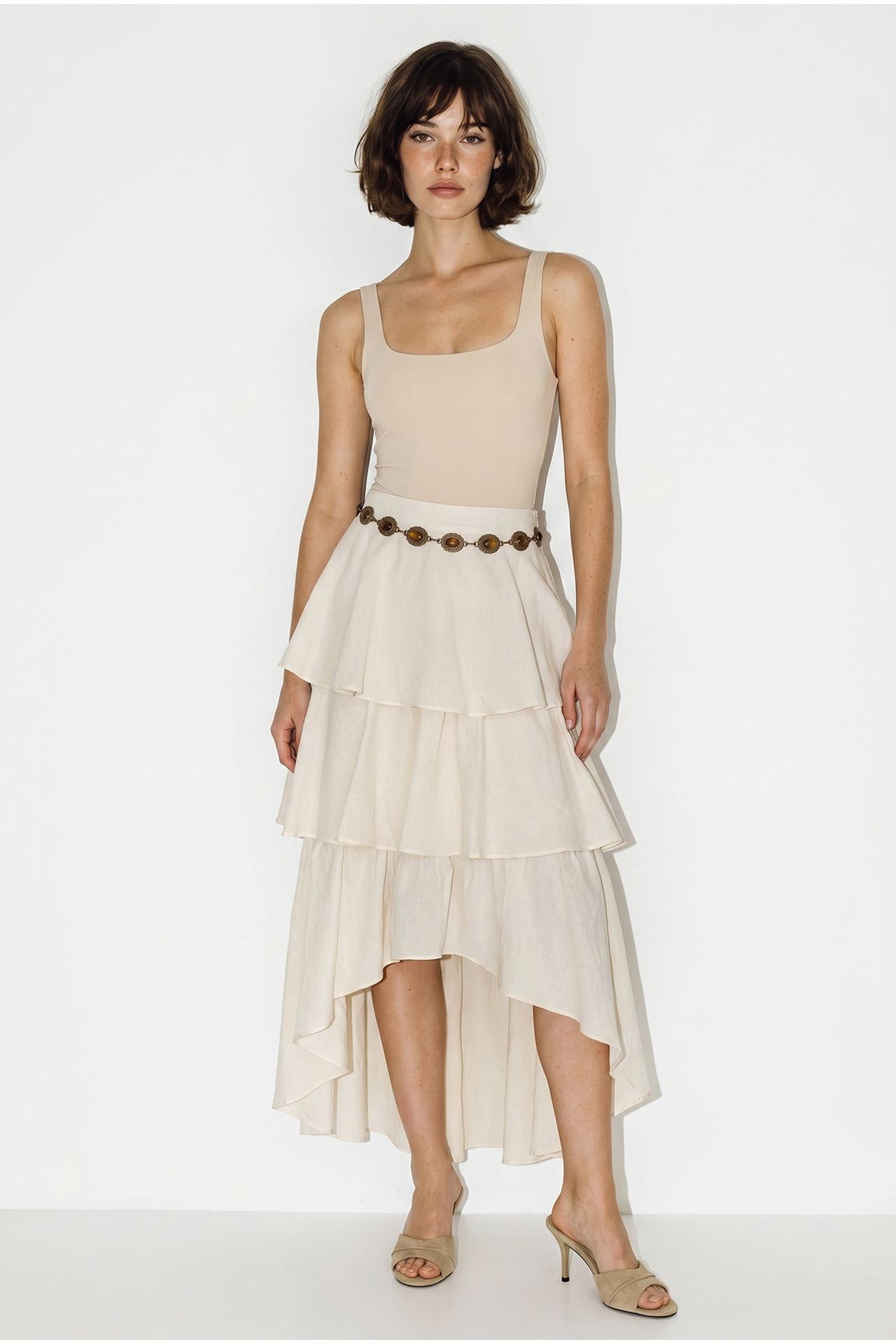 LUCCI High-Waist Cotton Poplin Midi Skirt 2