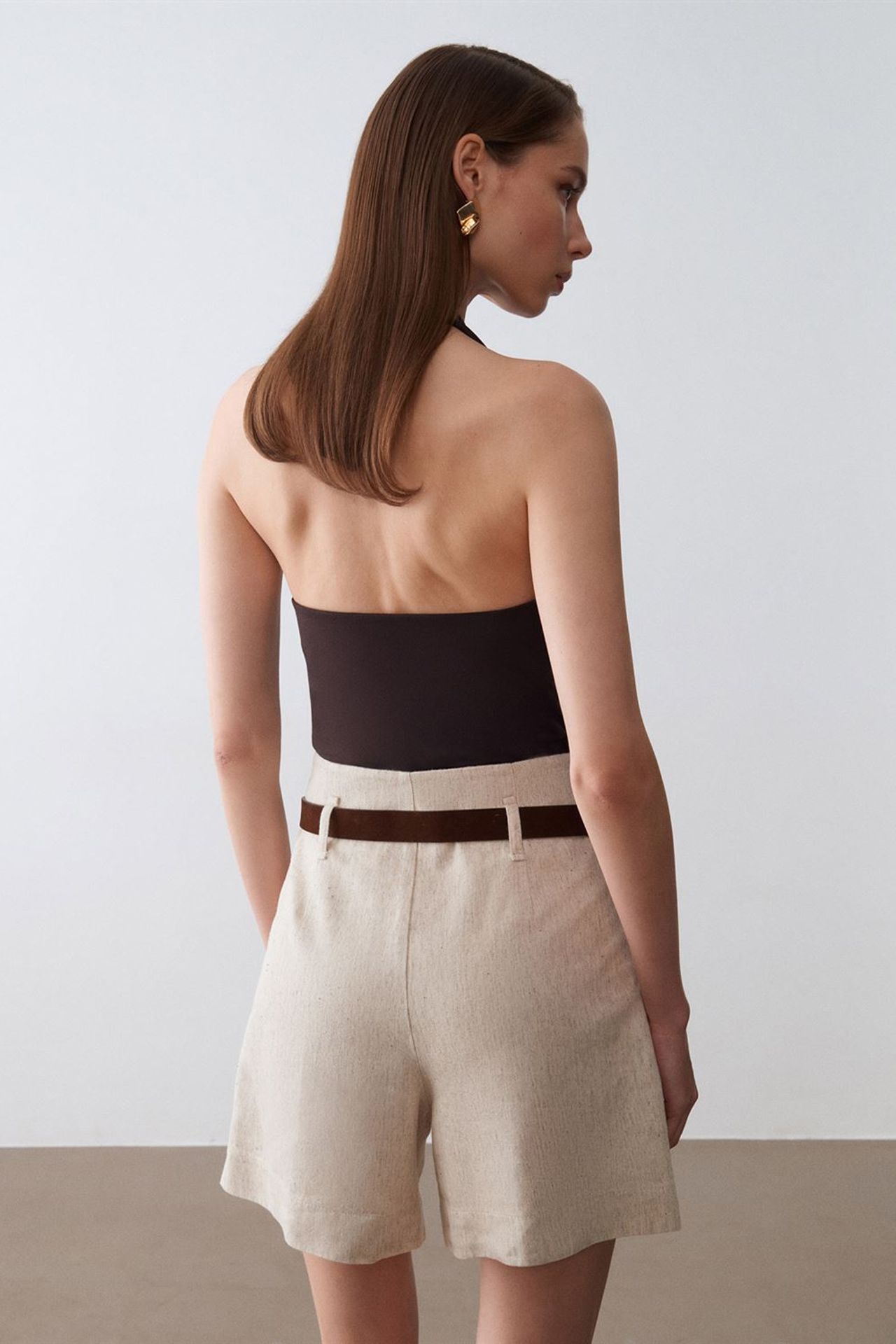 DILVIN High-Waist Belted Wide-Leg Tailored Shorts 2