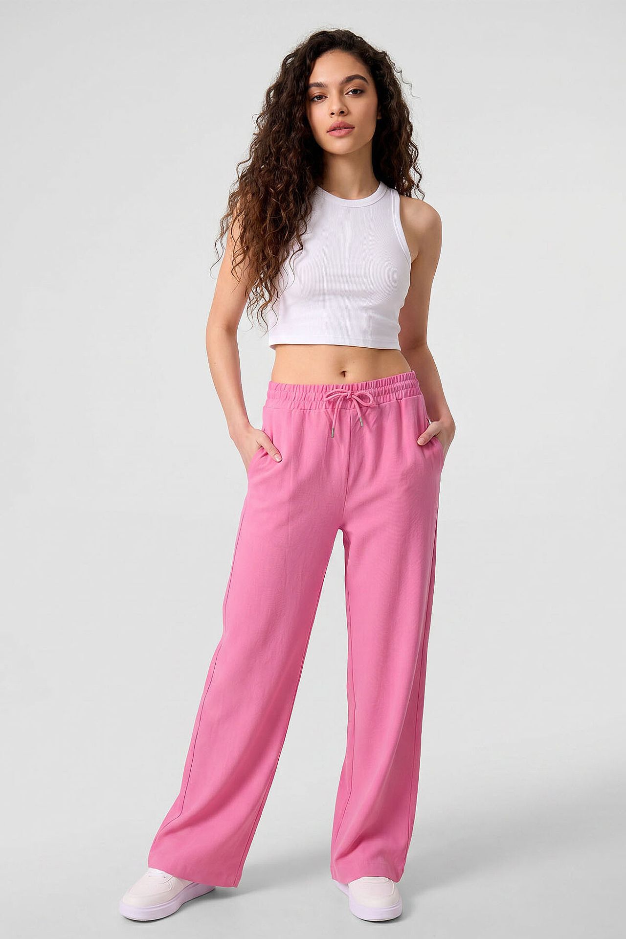 TOMMY Mid Waist Palazzo Pants with Drawstring 1
