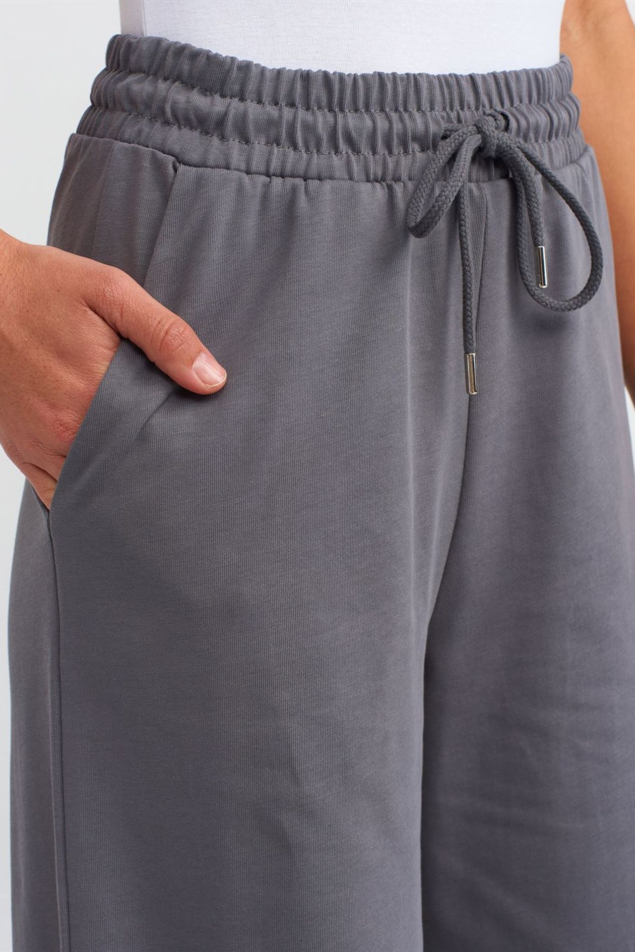 DILVIN Dokulu Pamuklu Geniş Paça Pantolon 4