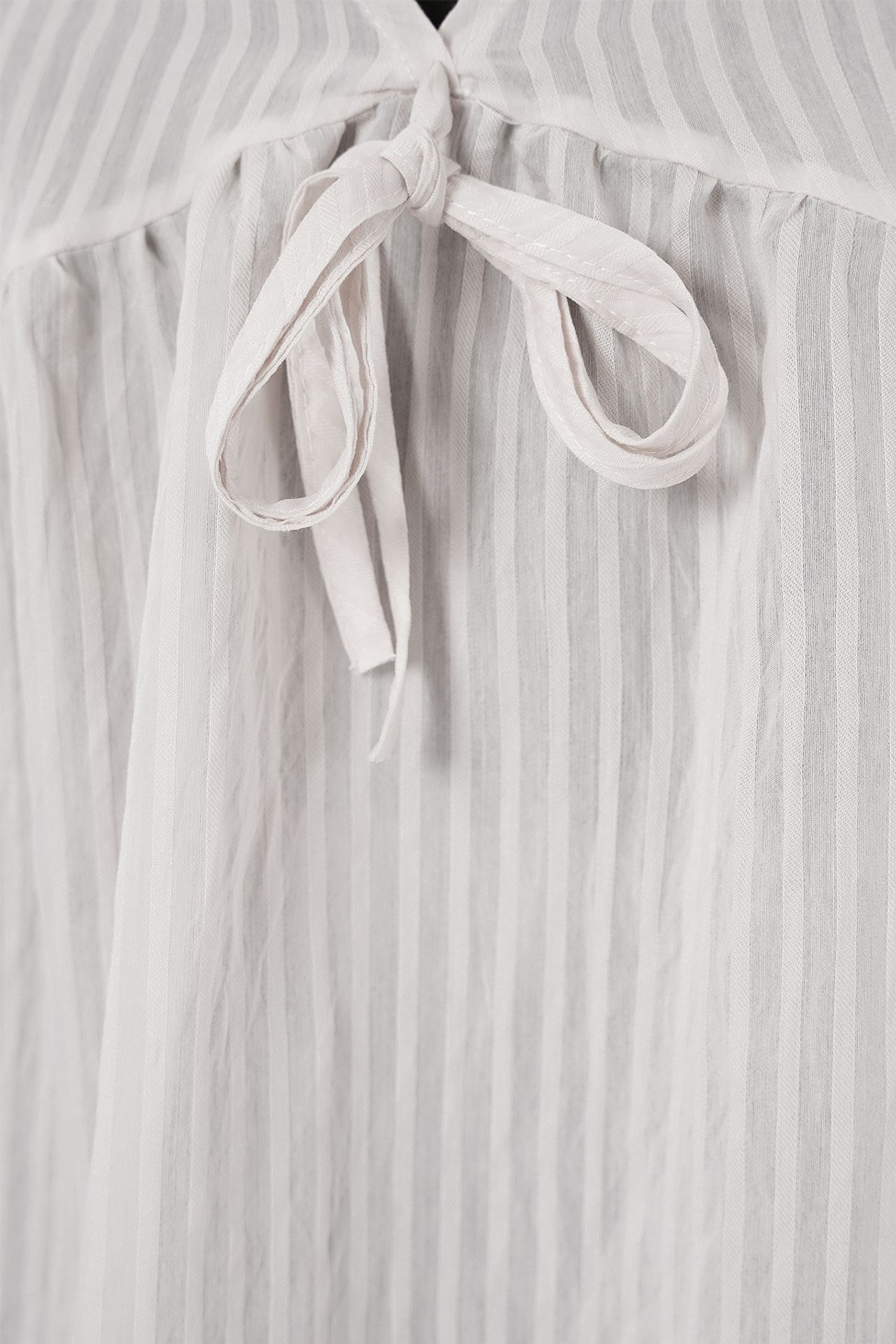 BDART Textured Seersucker V-Neck Blouse with Bow Tie 2