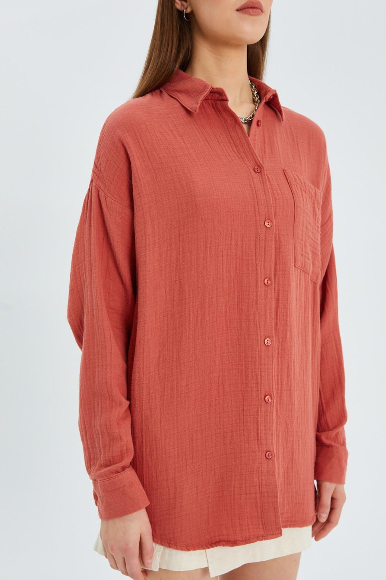 Mixray Oversized Muslin Basic Shirt 5
