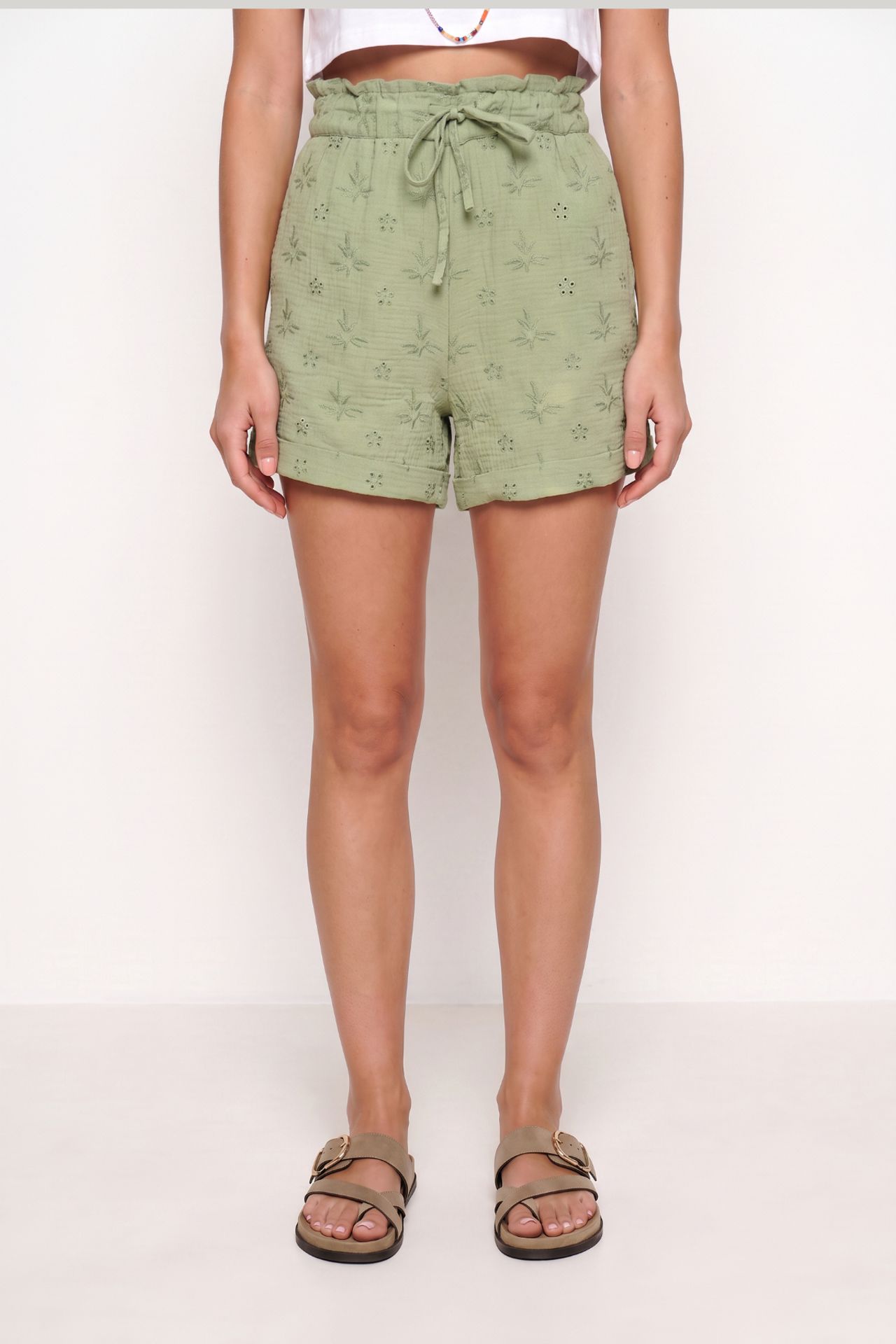 ISTANBUL High Waist Drawstring Mini Shorts with Binding Detail 4