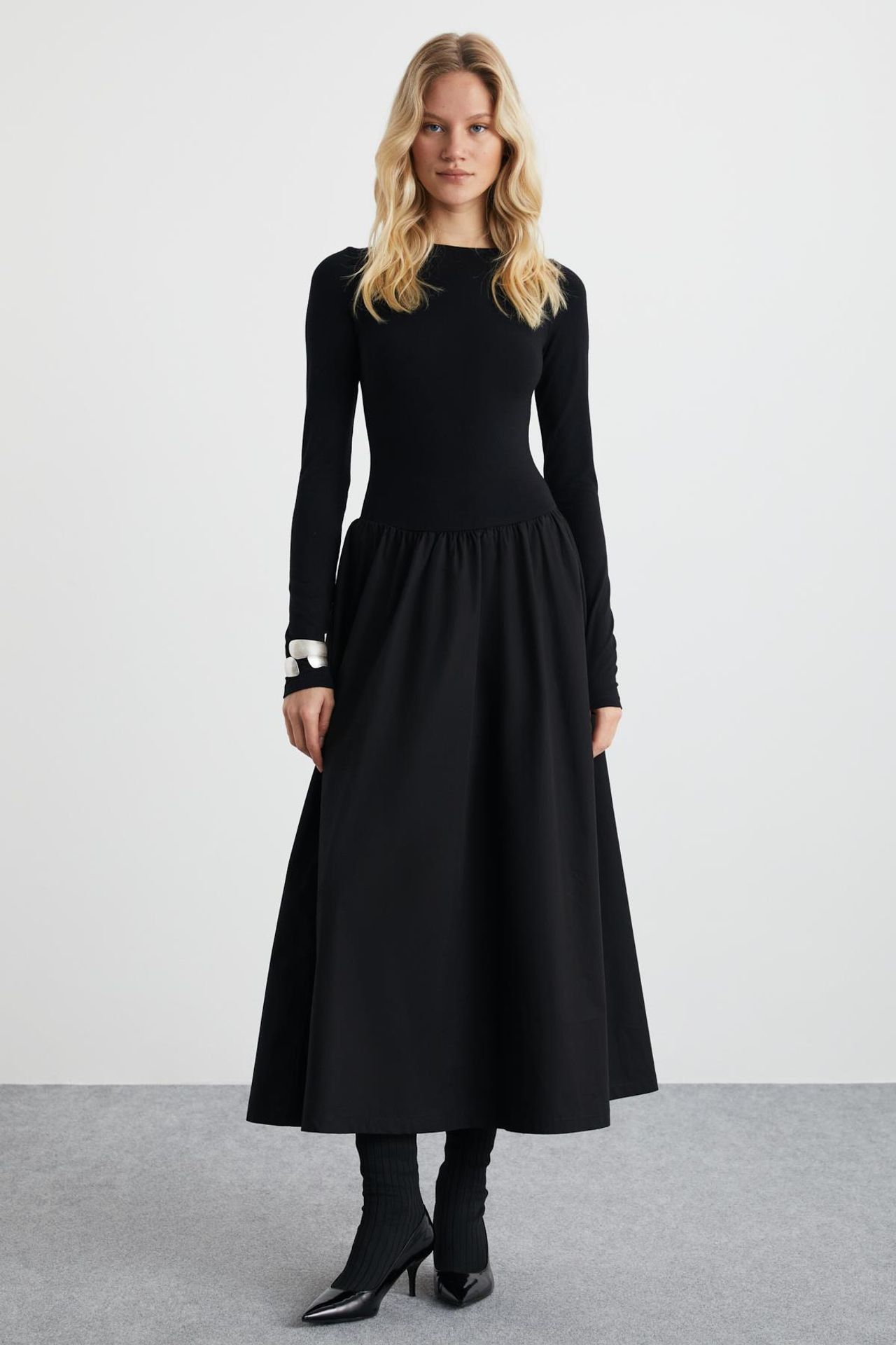 GRIMELANGE Boat Neck Pleated Maxi Dress 1