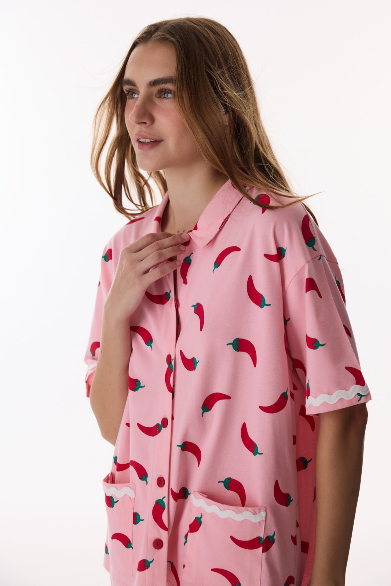 PENTI Just Chill Shirt Food Patterned Lace Short-Sleeve Pyjama Set 4