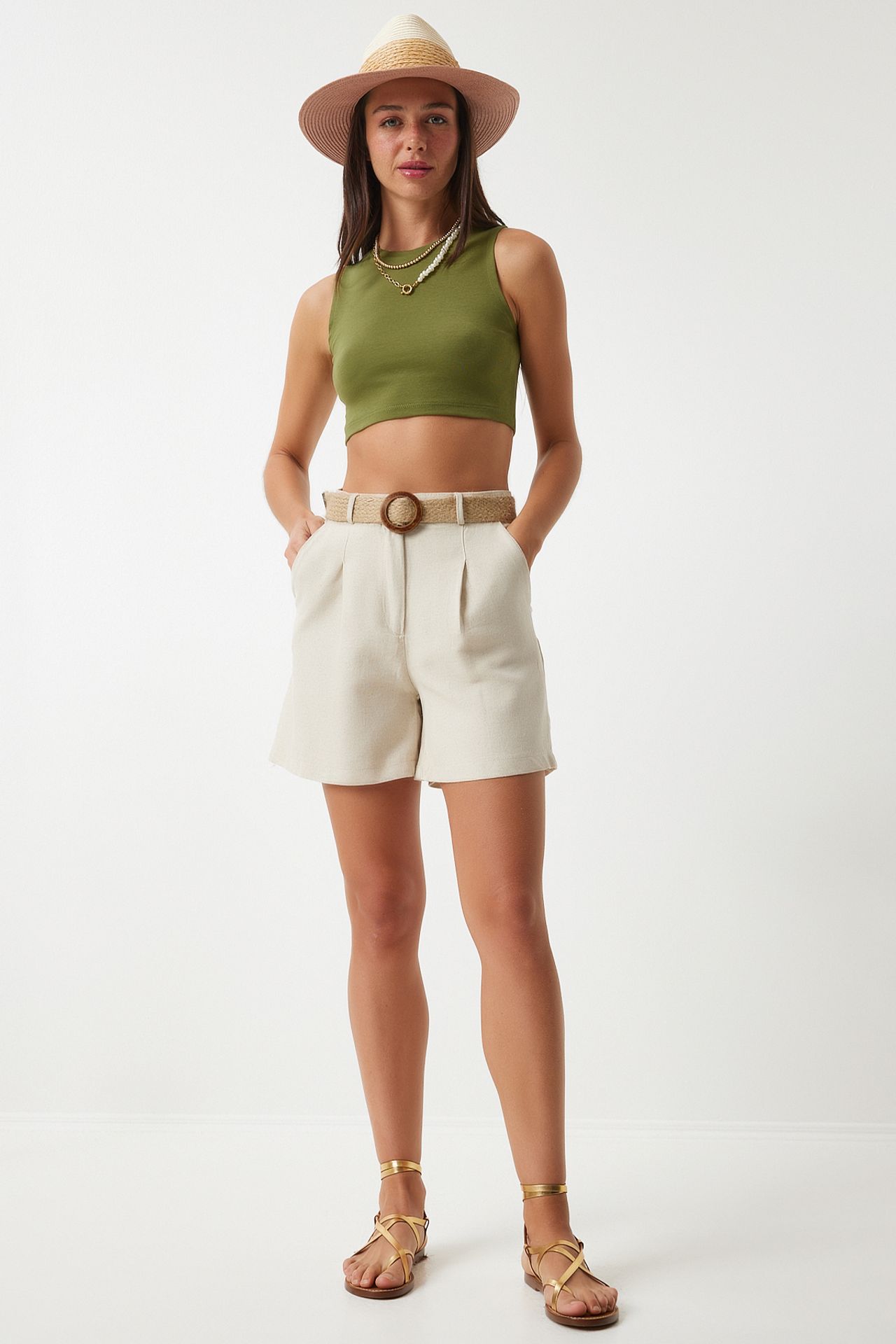 ISTANBUL High Waist Wide Leg Cotton Shorts 3
