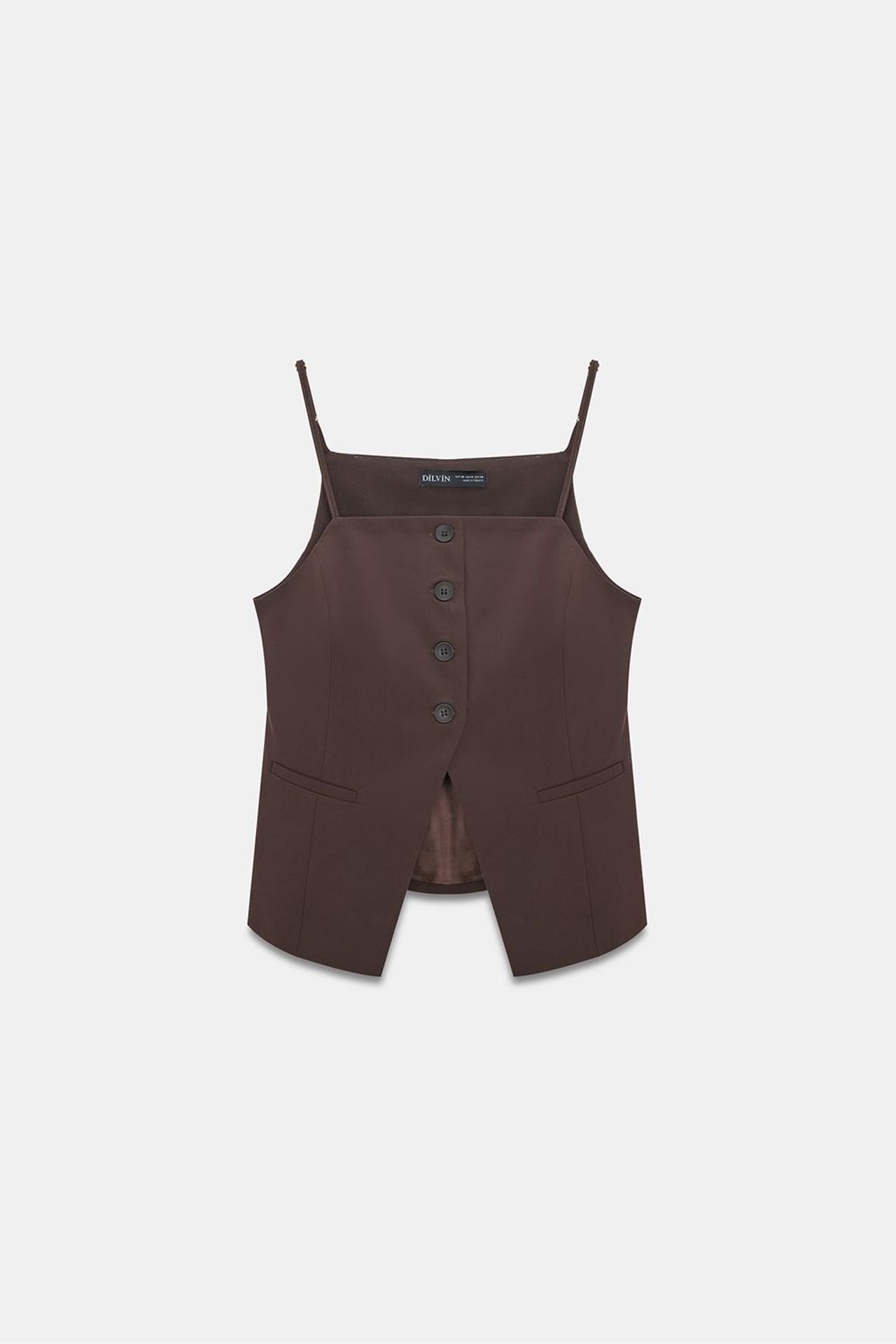 DILVIN Fitted Crepe Waistcoat With Square Collar 5