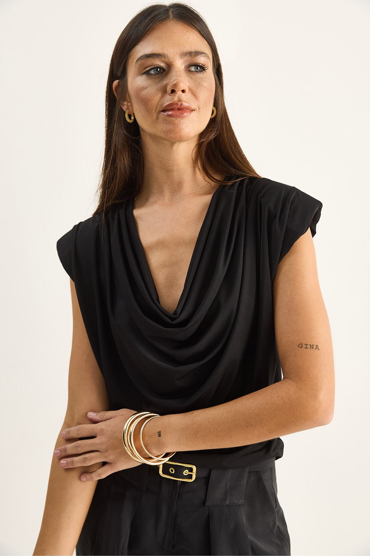 LUCCI Sleeveless Cowl Neck Blouse 5