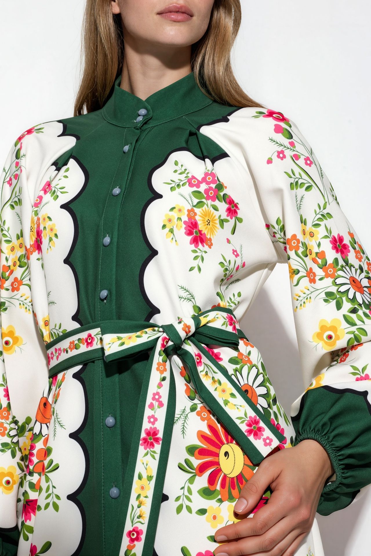 MSN Floral Belted Midi Shirt Dress 4