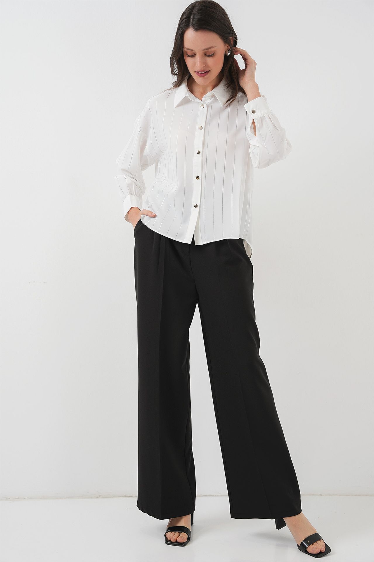 BDART Loose Fit Striped Poplin Shirt with Button Closure 2