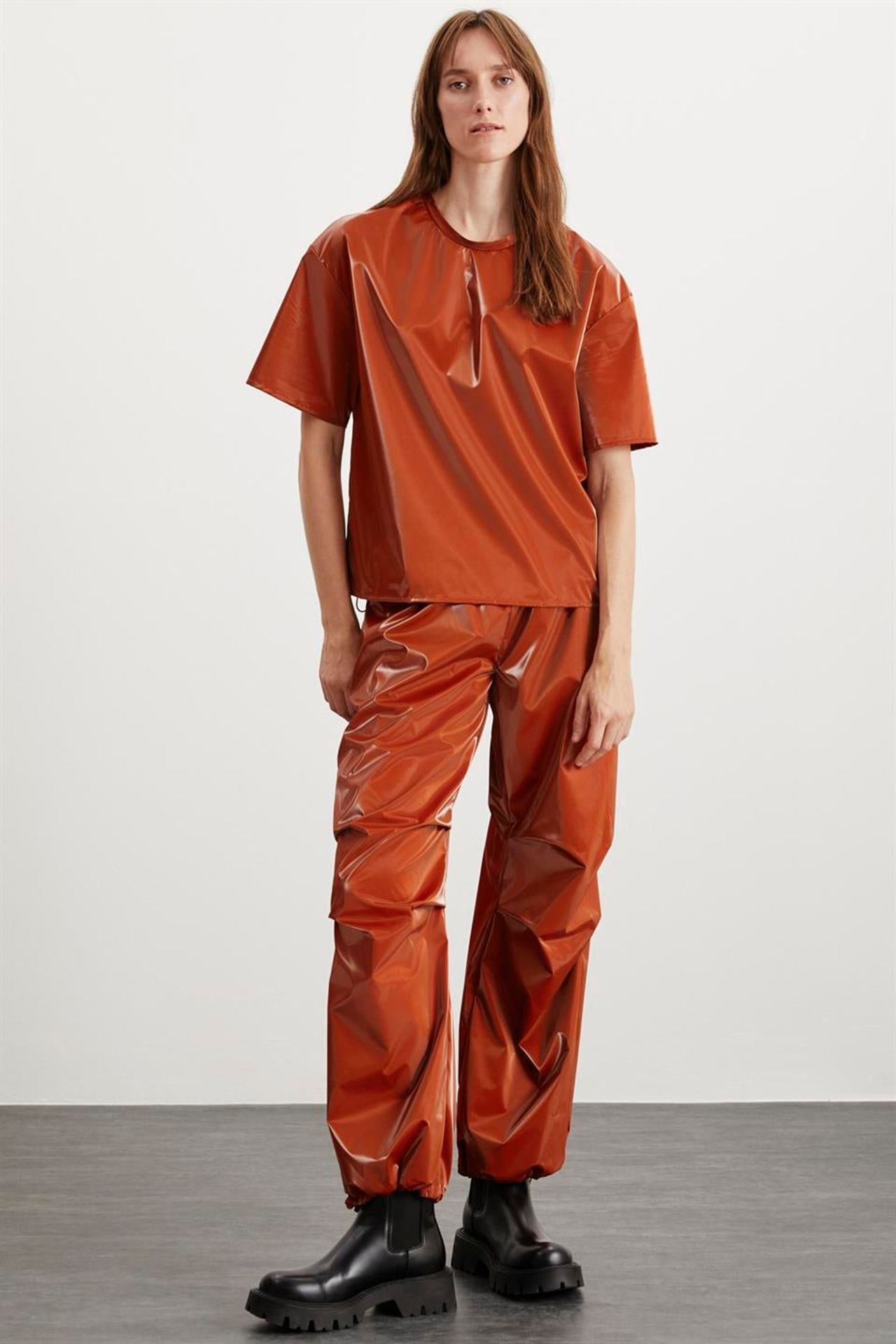 GRIMELANGE Shiny Faux Leather Trousers 2