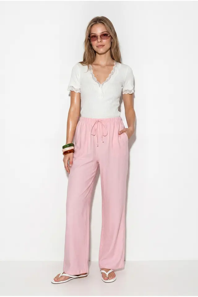 LUCCI Women’s Wide-Leg Crepe Trousers