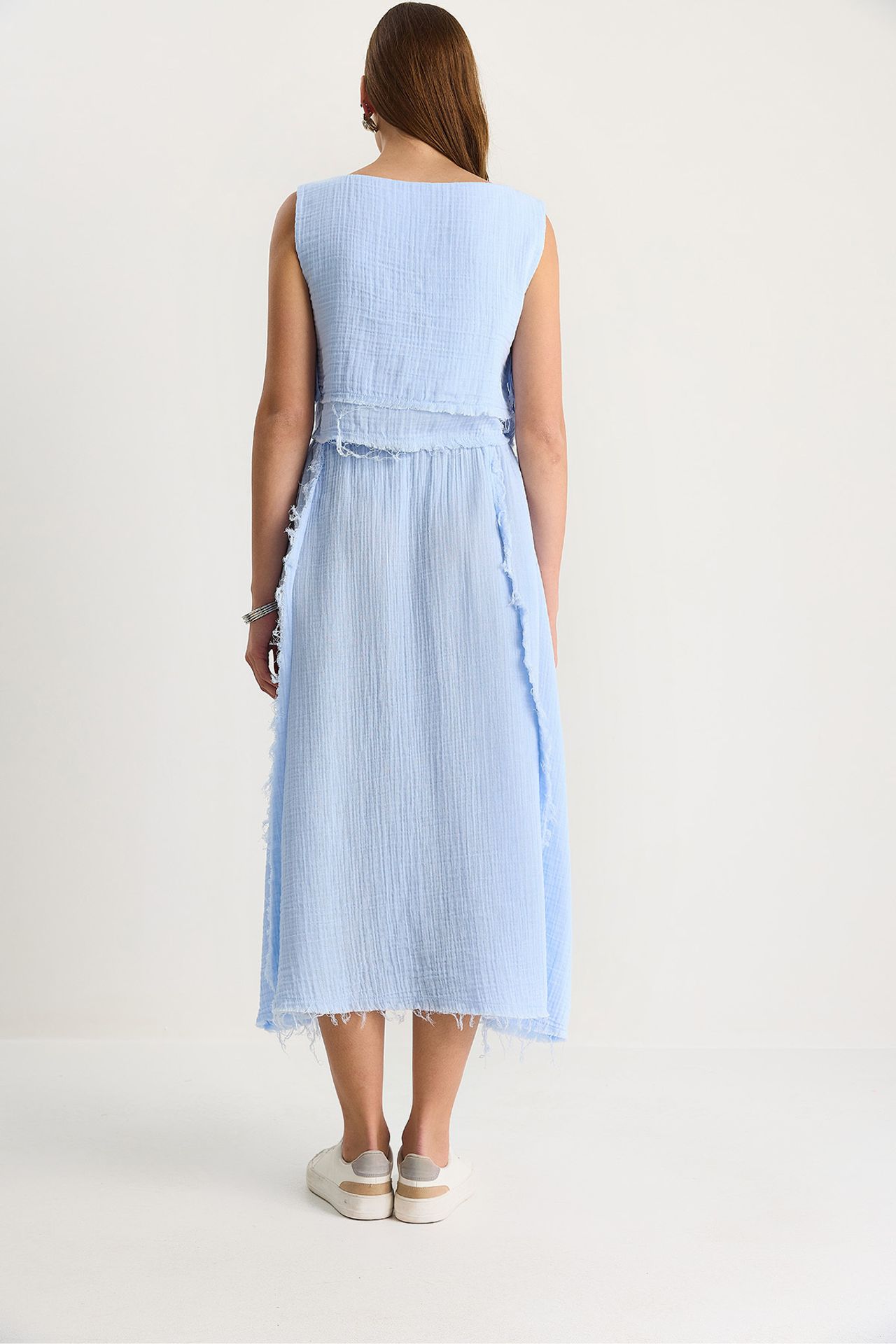 LUCCI Textured Blouse & Skirt Muslin Fabric Two-Piece Set 6